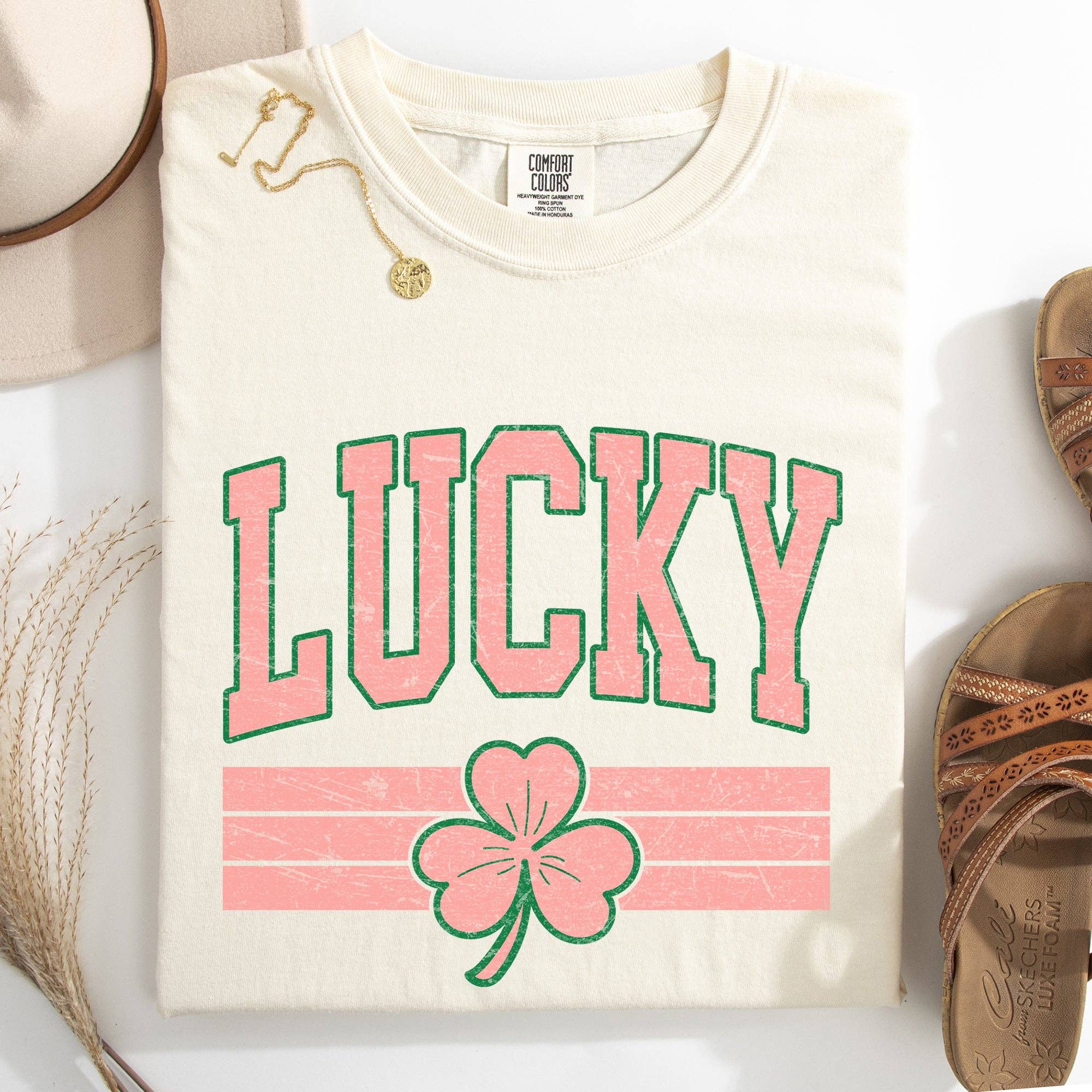 Vintage Lucky, Collegiate, St Patrick's Day, Shamrock Tshirt Hoodie, Sweatshirt | PodTeesHub.com