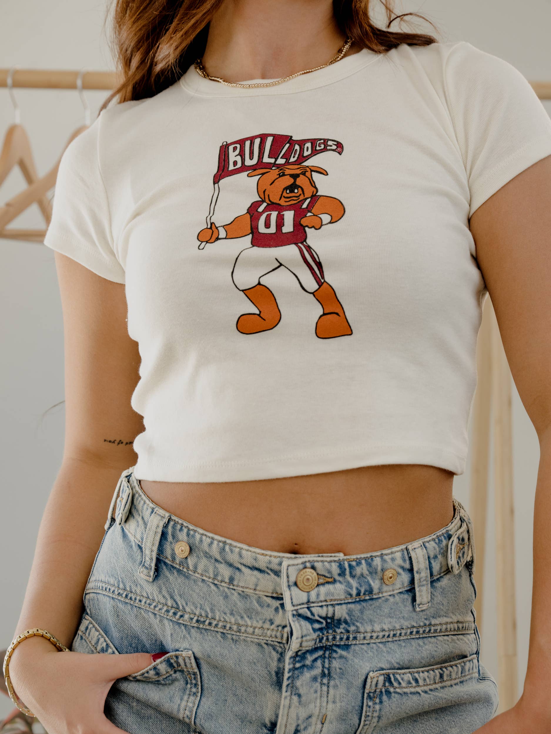 Miss. State Bulldogs Mascot Flag Off White Micro Cropped Tee Hoodie, Sweatshirt | PodTeesHub.com