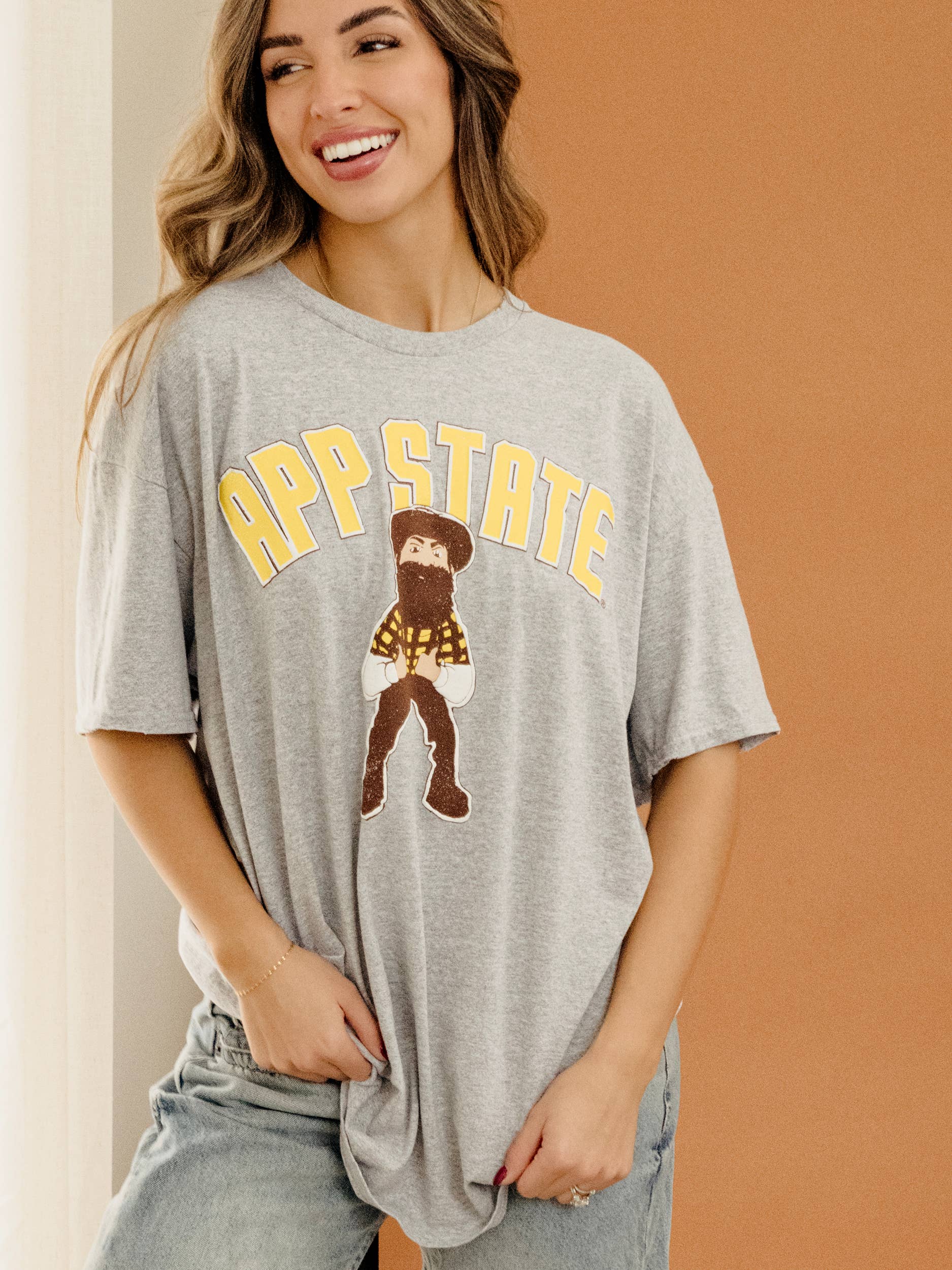 App State Mountaineers Cartoon Mascot Gray Thrifted Tee Hoodie, Sweatshirt | PodTeesHub.com