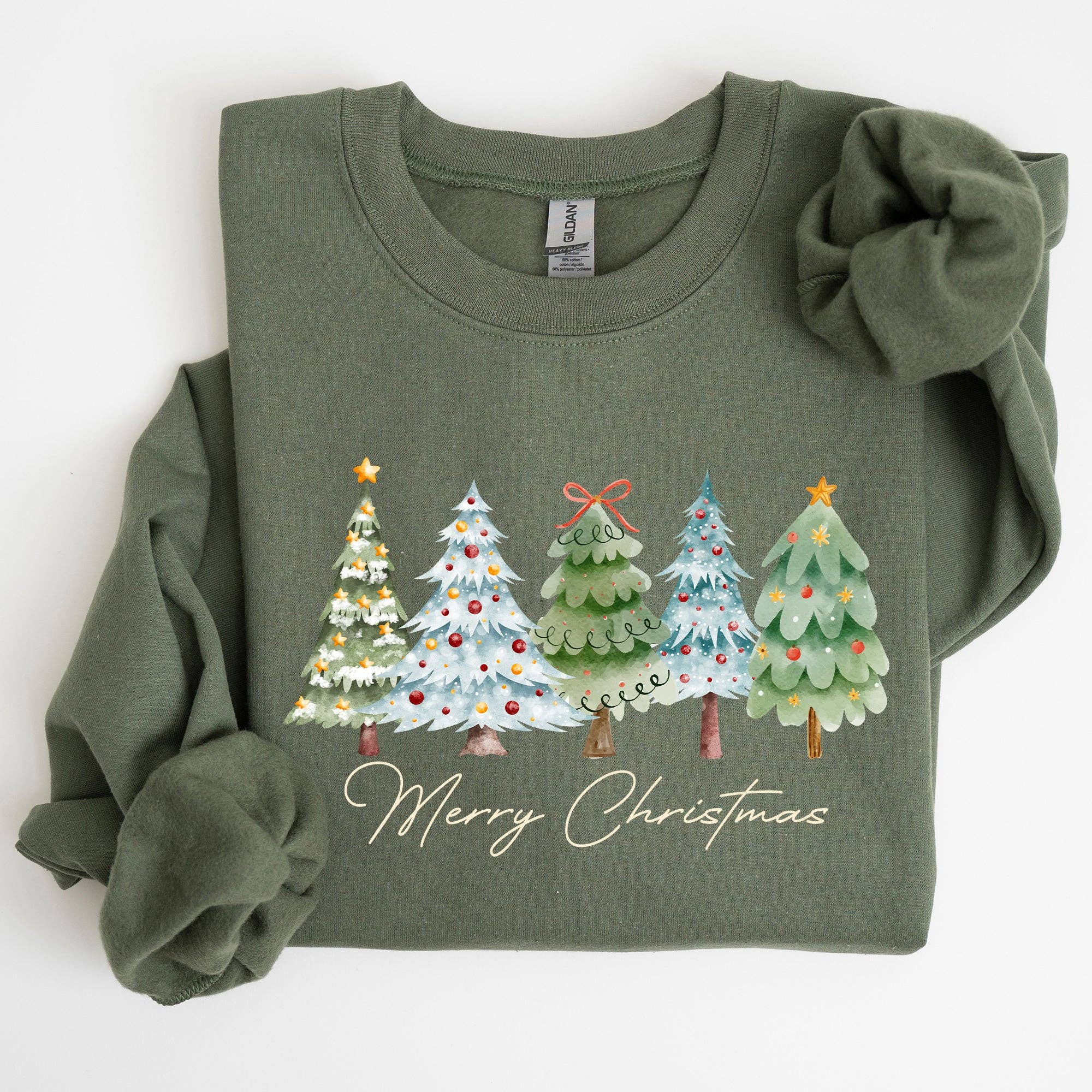 Merry Christmas, Tree, Colorful, Winter, Santa Sweatshirt T-Shirts, Hoodie | PodTeesHub.com