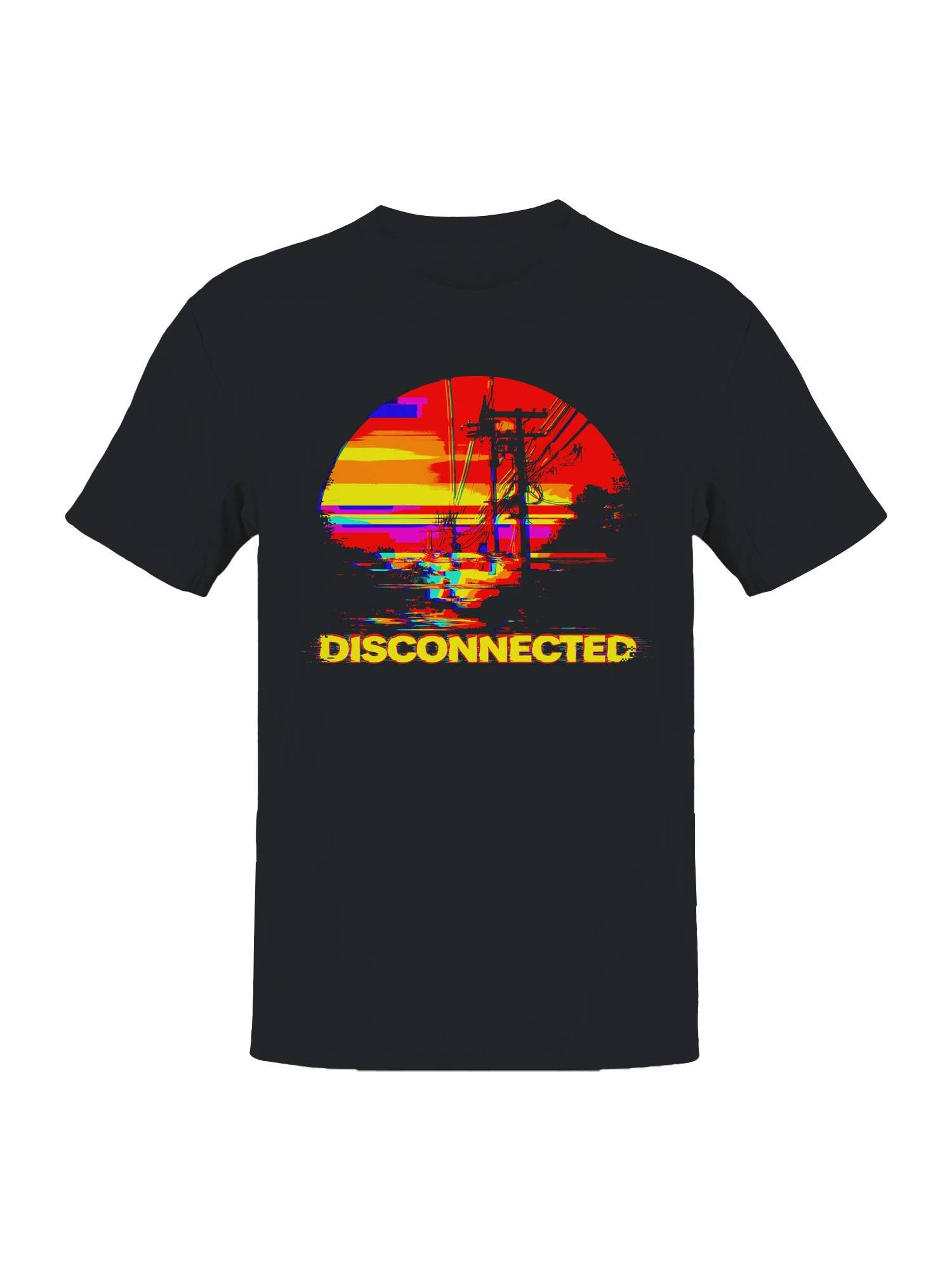 Glitch Sunset Disconnected Art Men's T-Shirt Hoodie, Sweatshirt | PodTeesHub.com