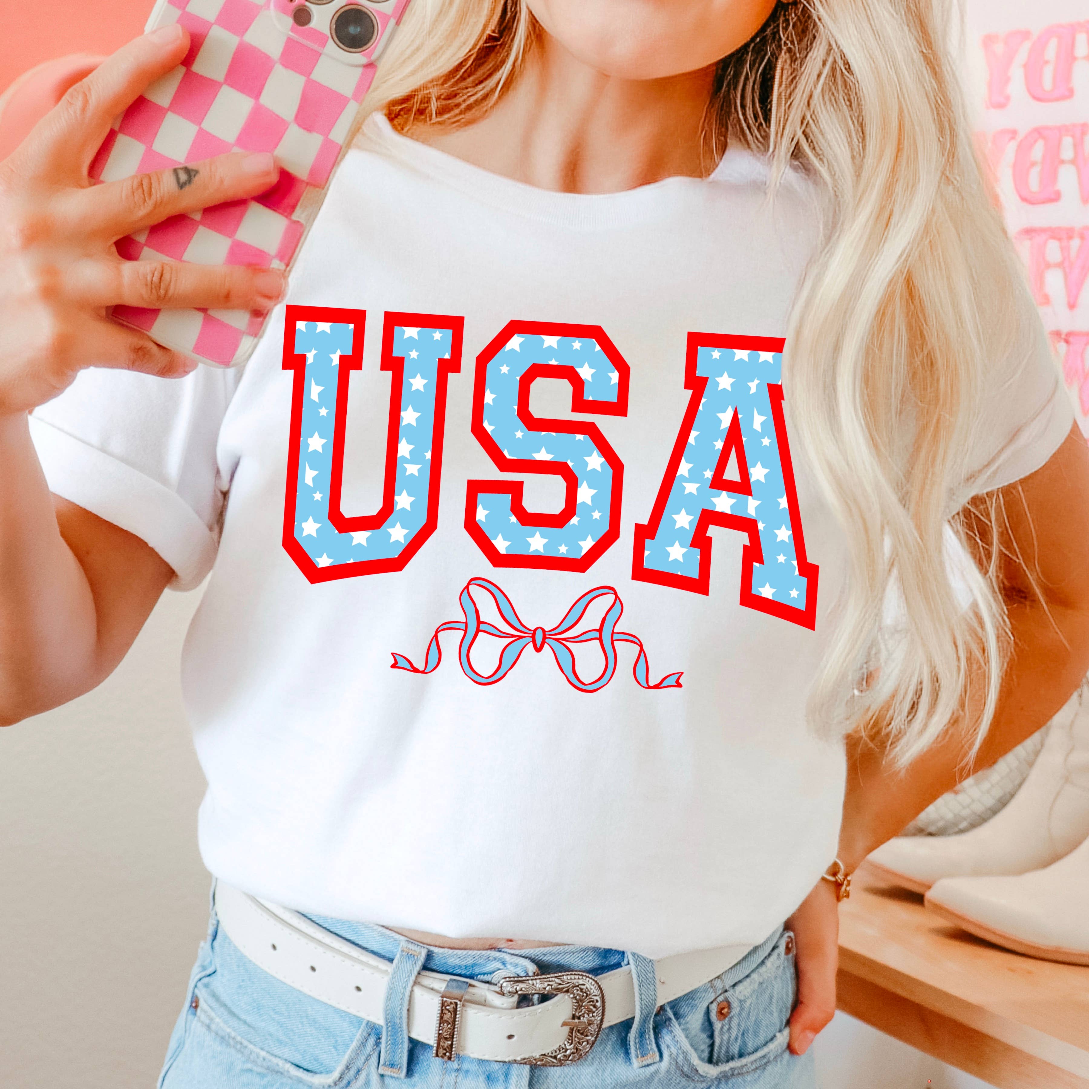 Coquette USA July 4th Graphic Shirt | Comfort Color Hoodie, Sweatshirt | PodTeesHub.com