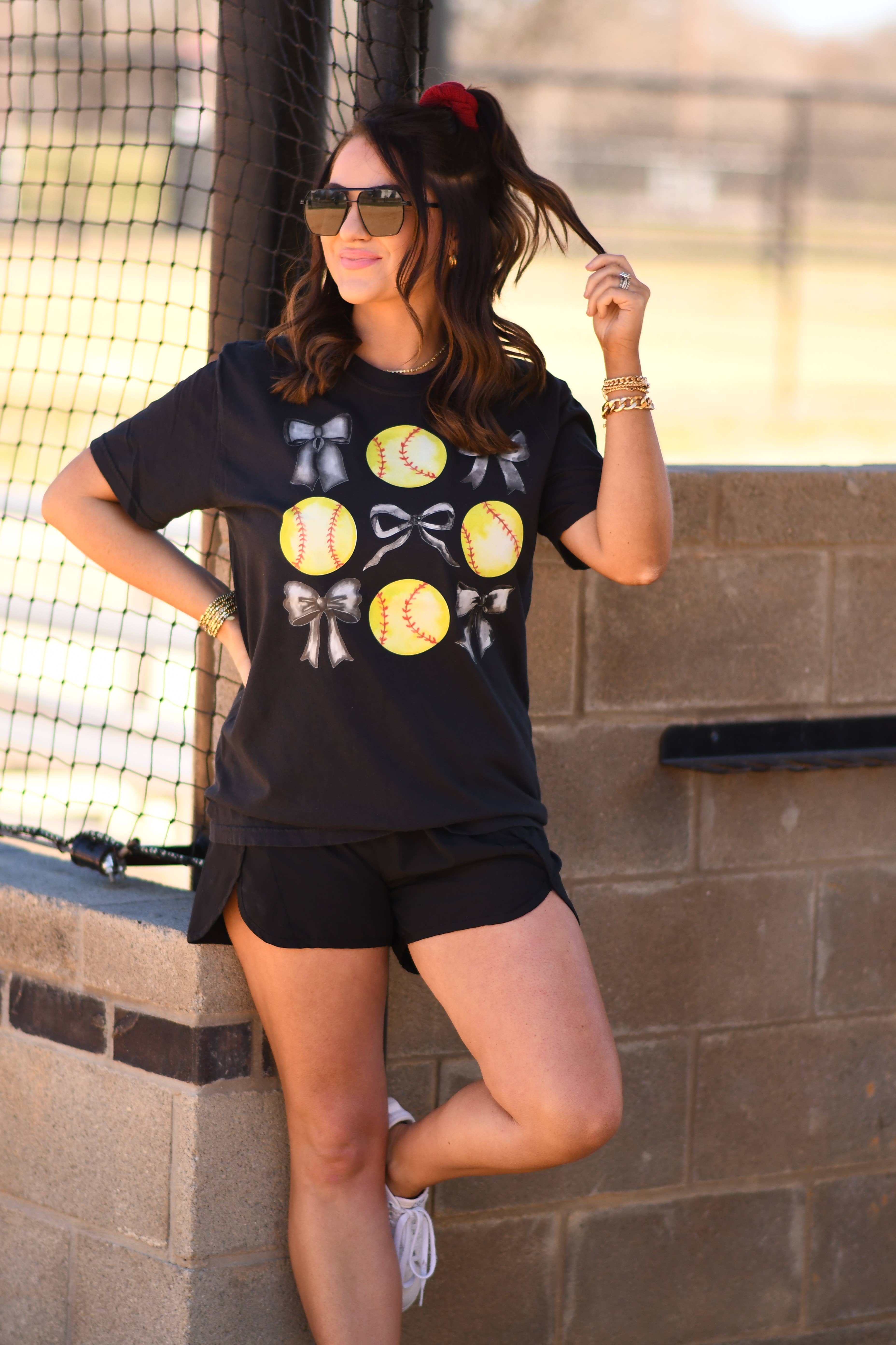 Softballs and Bows Tee Hoodie, Sweatshirt | PodTeesHub.com