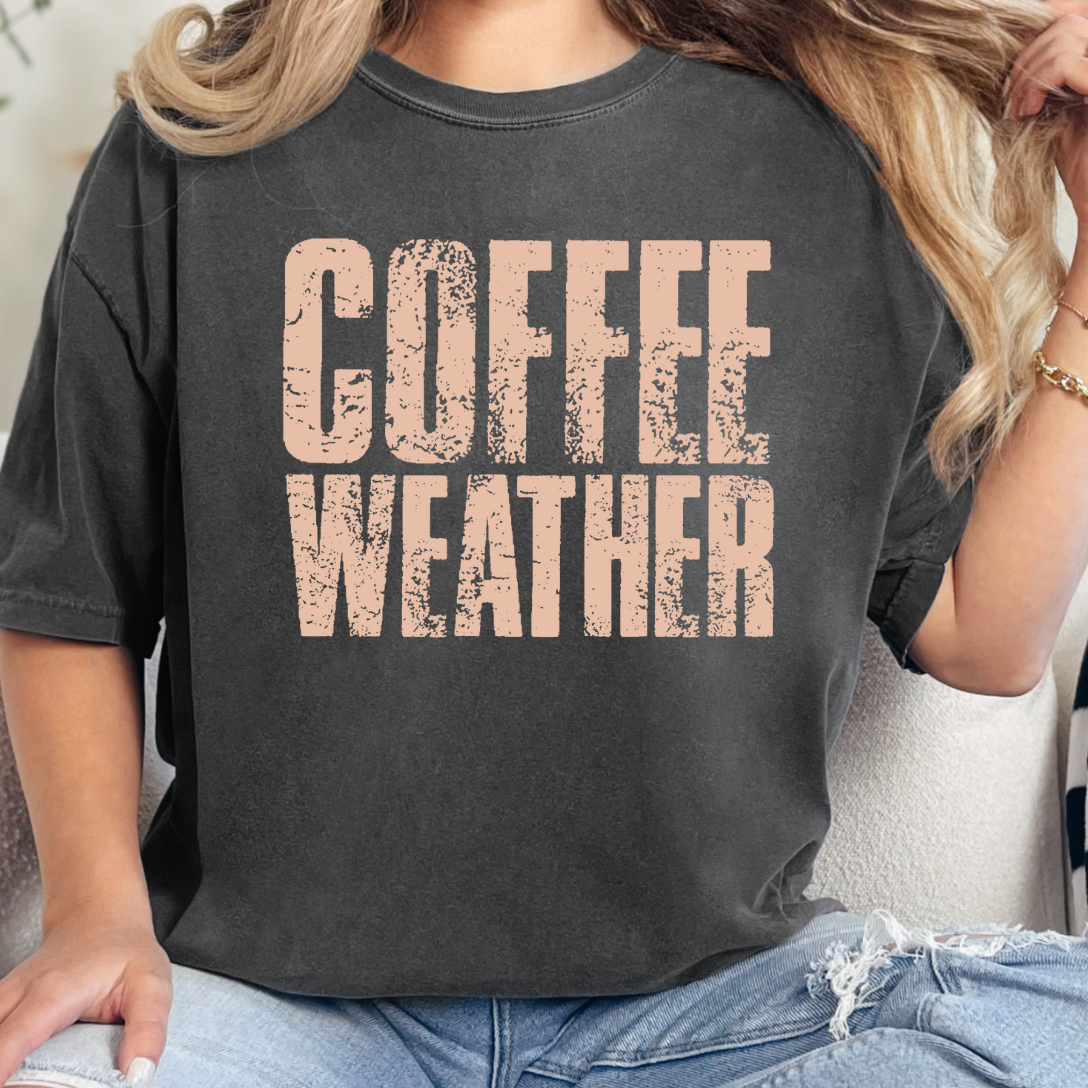 Coffee Weather Comfort Color Tee Hoodie, Sweatshirt | PodTeesHub.com