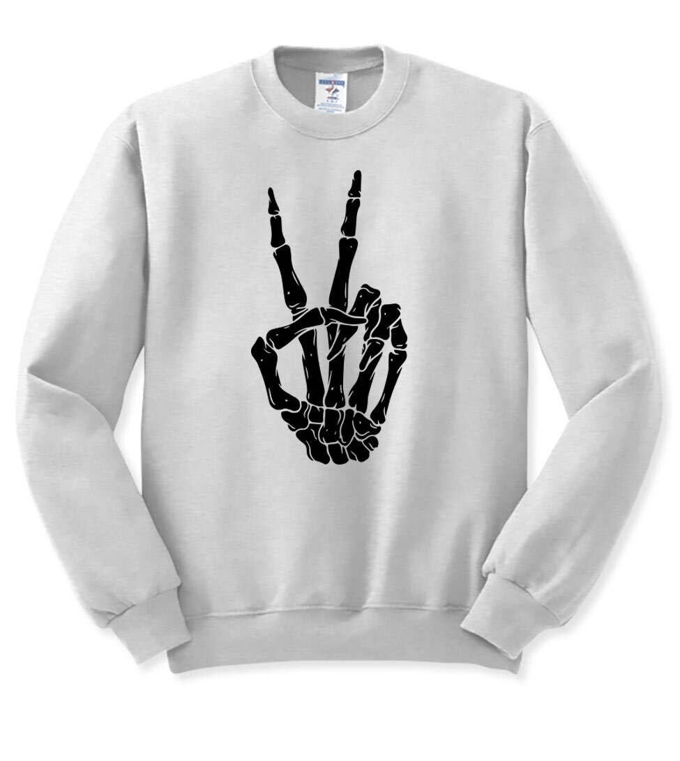 Skeleton Peace Sign - Halloween Cute Fun Gift Sweatshirt T-Shirts, Hoodie | PodTeesHub.com