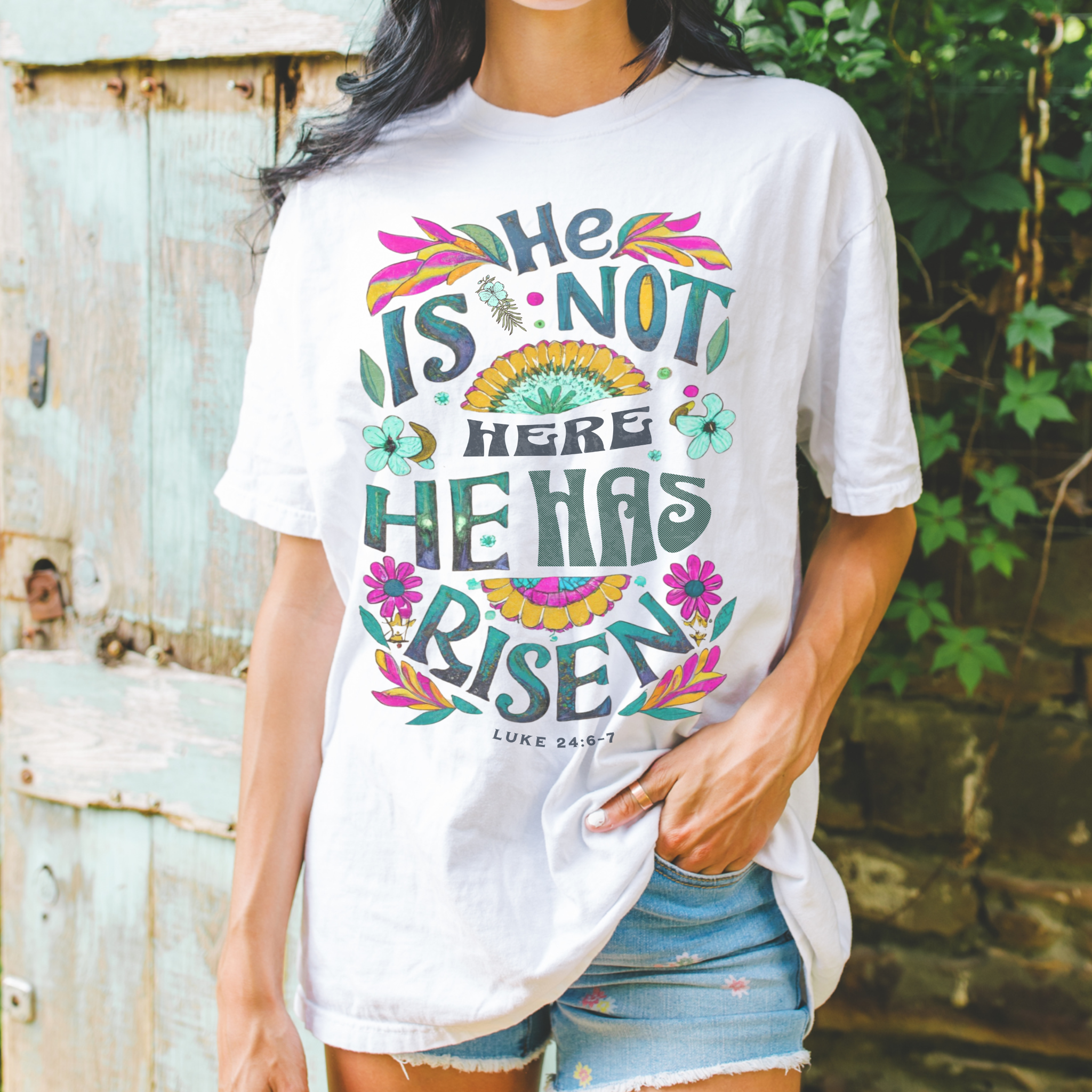 He Has Risen Religious Comfort Color Graphic Tee Hoodie, Sweatshirt | PodTeesHub.com