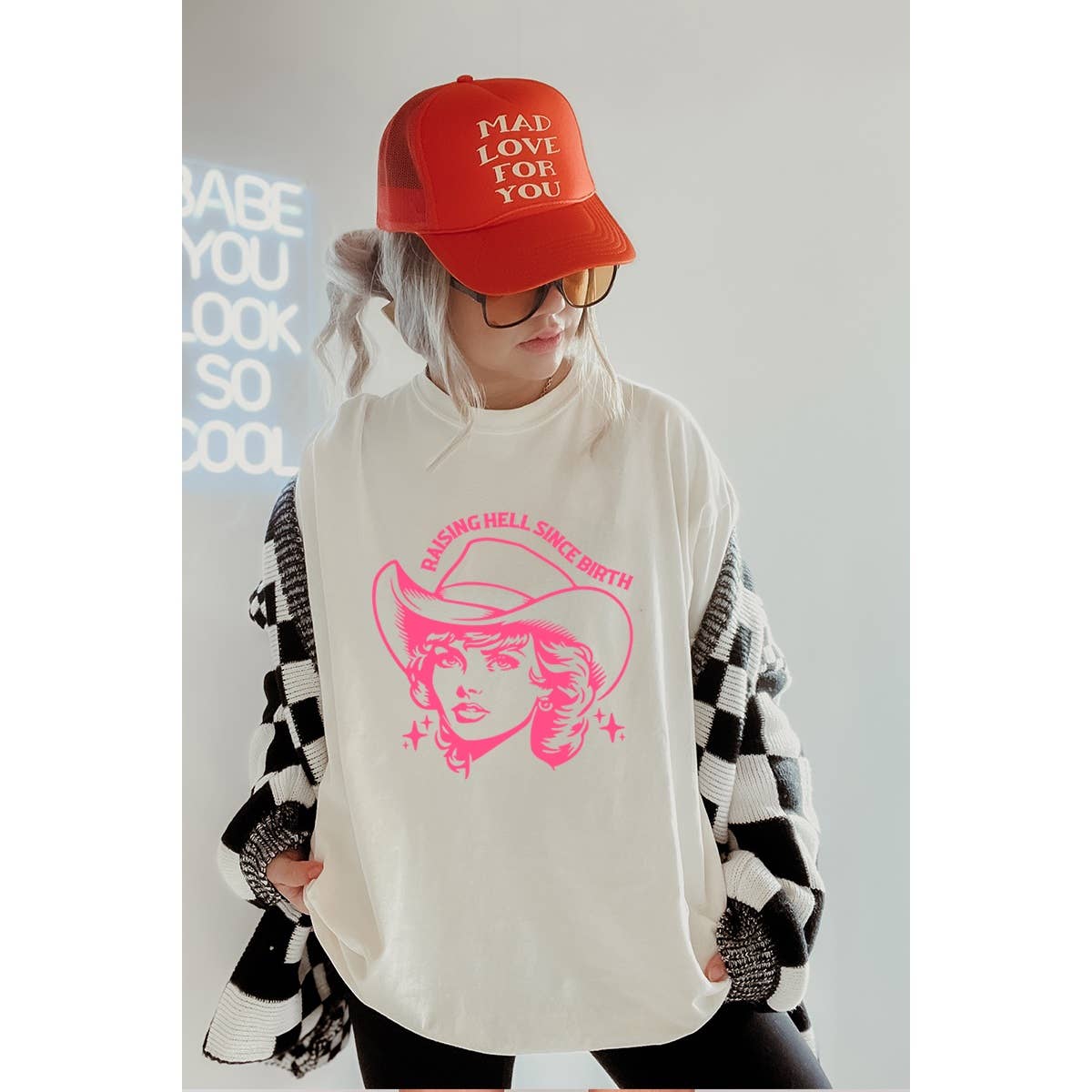 Raising Hells Since Birth Vintage Graphic Oversized Tee Hoodie, Sweatshirt | PodTeesHub.com