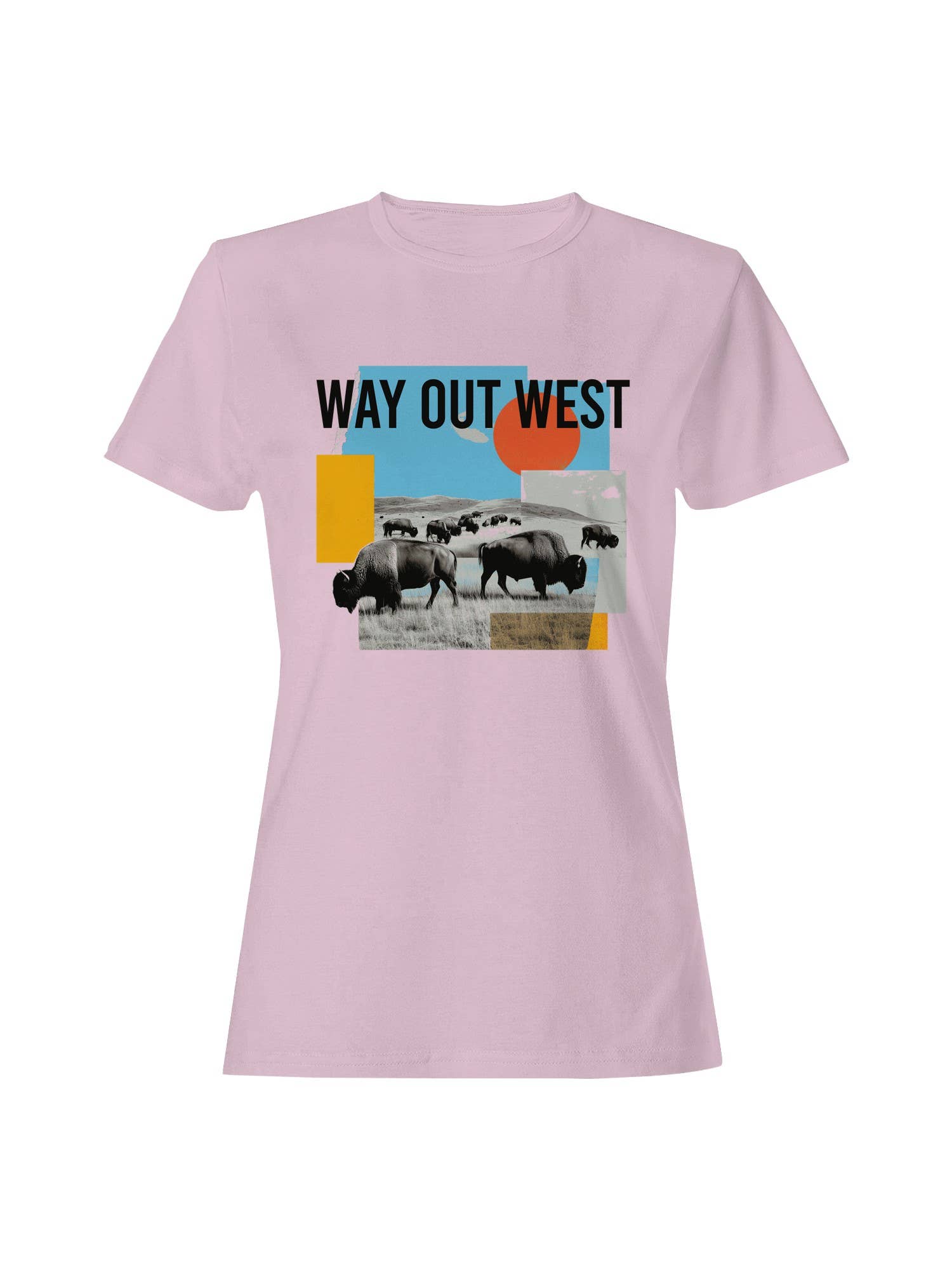 Way Out West Bison Art Women's T-Shirt Hoodie, Sweatshirt | PodTeesHub.com