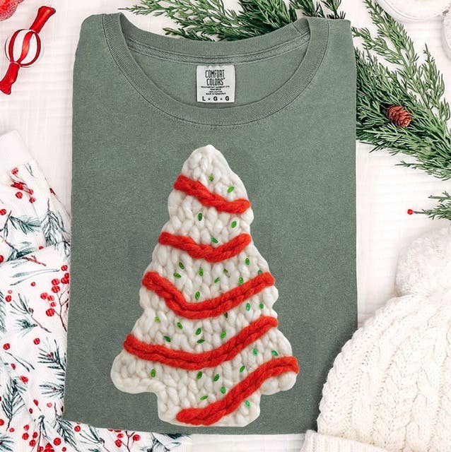Faux Yarn Christmas Snack Cake Tee Hoodie, Sweatshirt | PodTeesHub.com
