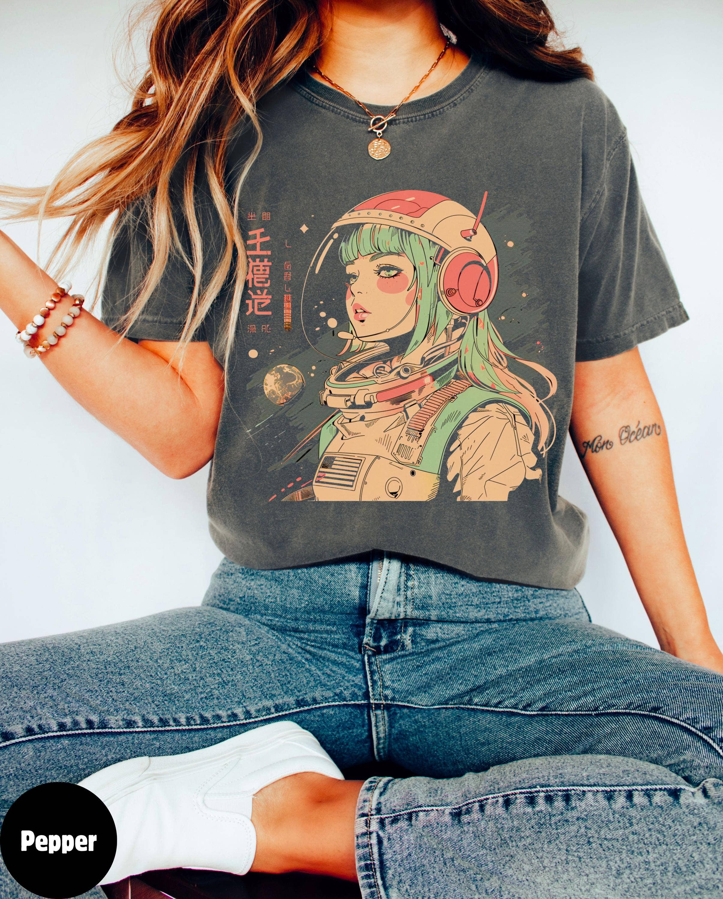 90s Anime Horror Girl Tee, Grunge Harajuku Streetwear Hoodie, Sweatshirt | PodTeesHub.com