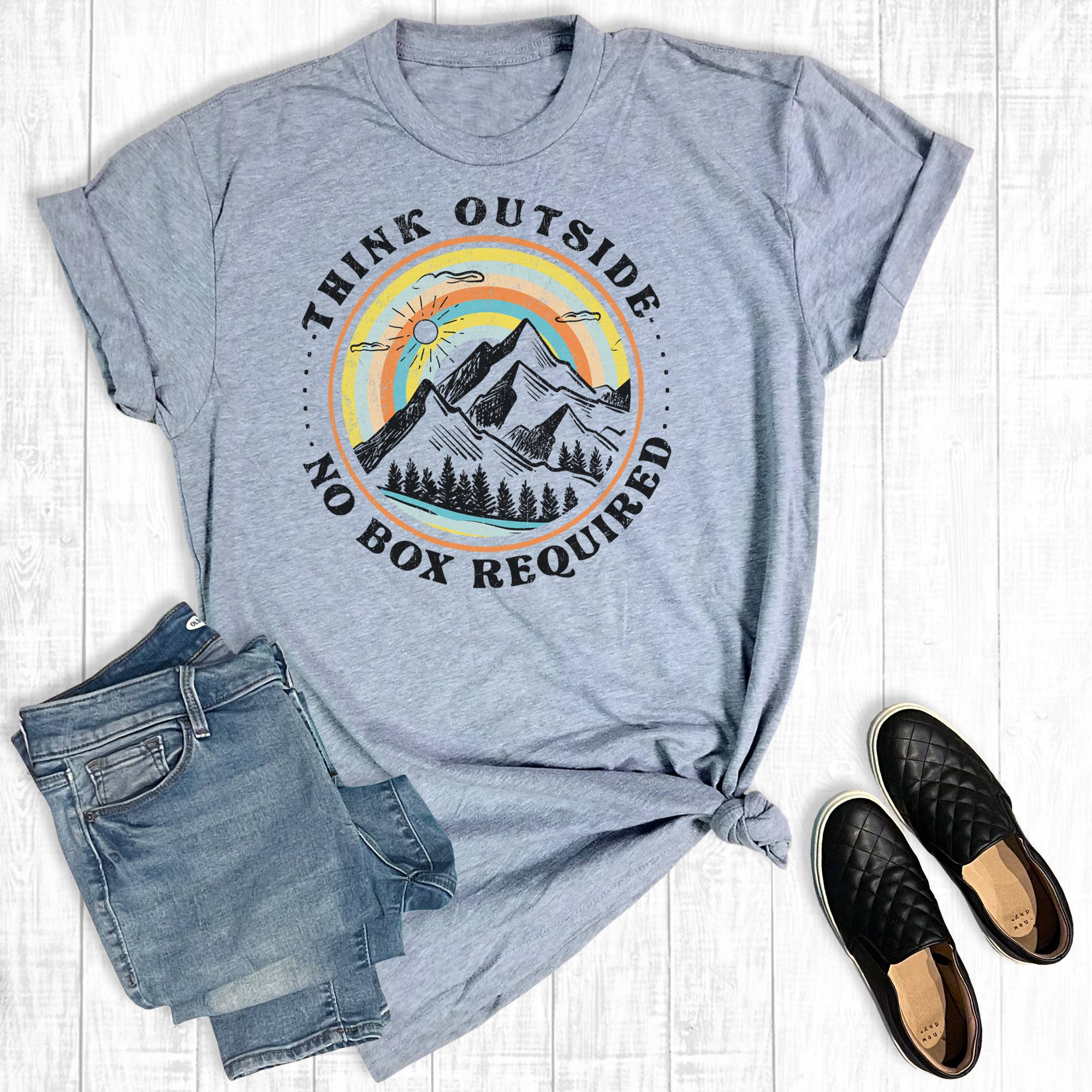 Think Outside No Box Required Graphic Tee Hoodie, Sweatshirt | PodTeesHub.com