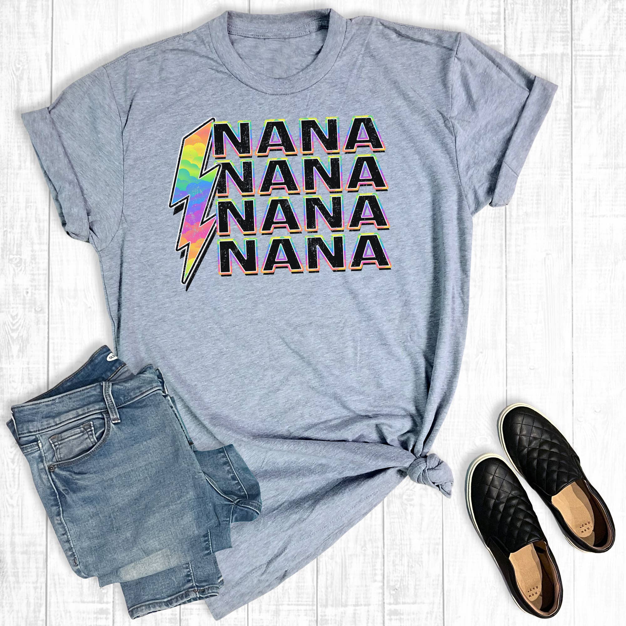 Tie Dye Nana Lightning Bolt Mother's Day Graphic Tee Hoodie, Sweatshirt | PodTeesHub.com