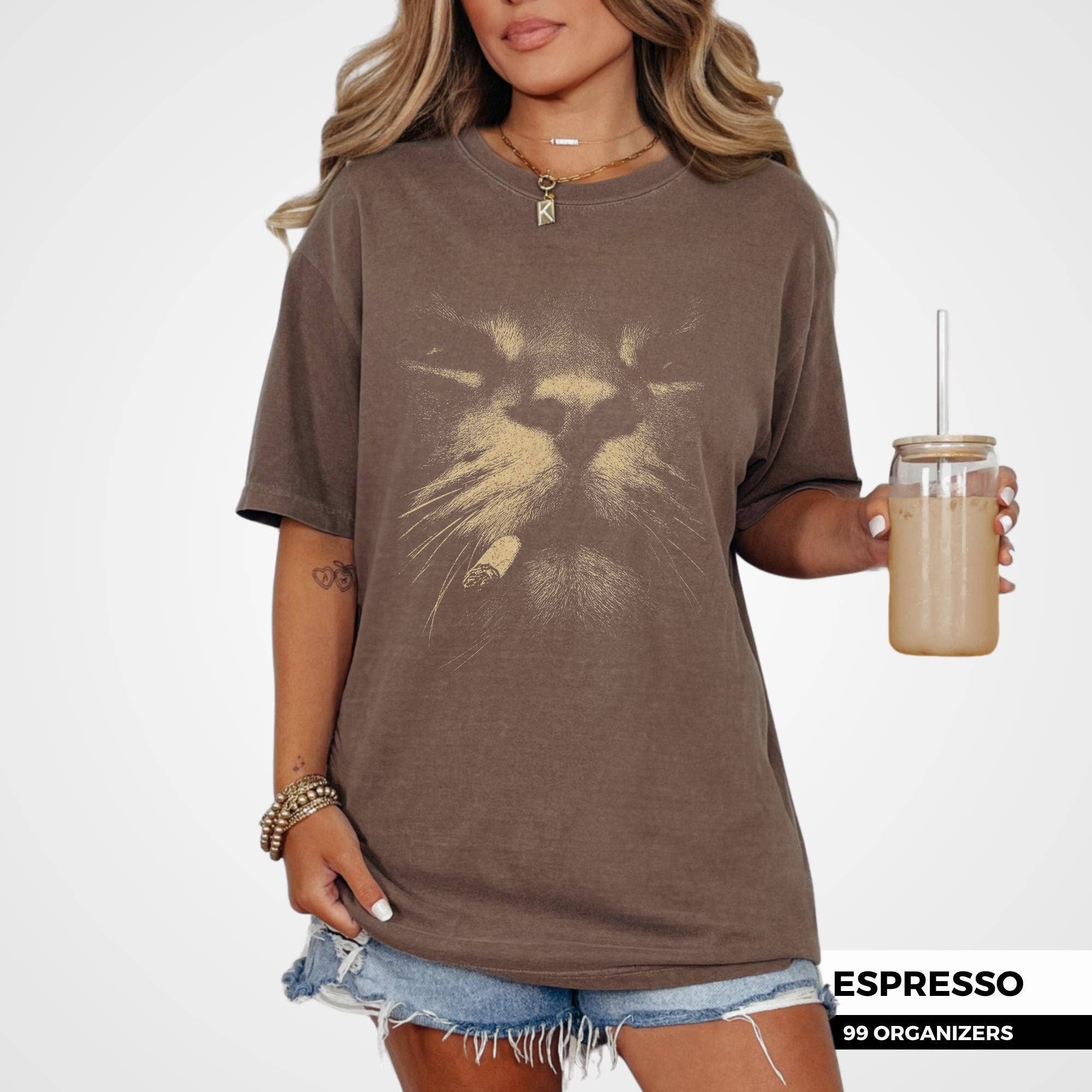 Smoking Cat Y2K Grunge Tee, Vintage Cool Cat Shirt Hoodie, Sweatshirt | PodTeesHub.com