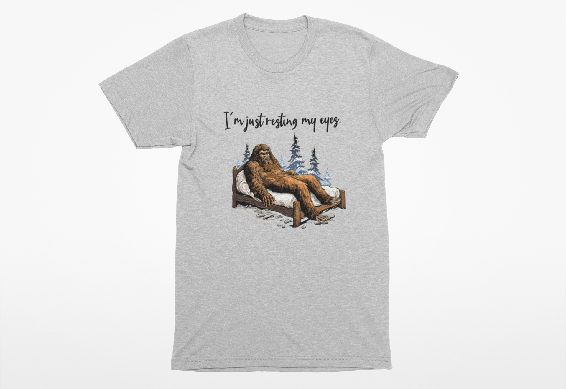 Resting My Eyes - Sleeping Bigfoot T-Shirt (Grey) Hoodie, Sweatshirt | PodTeesHub.com
