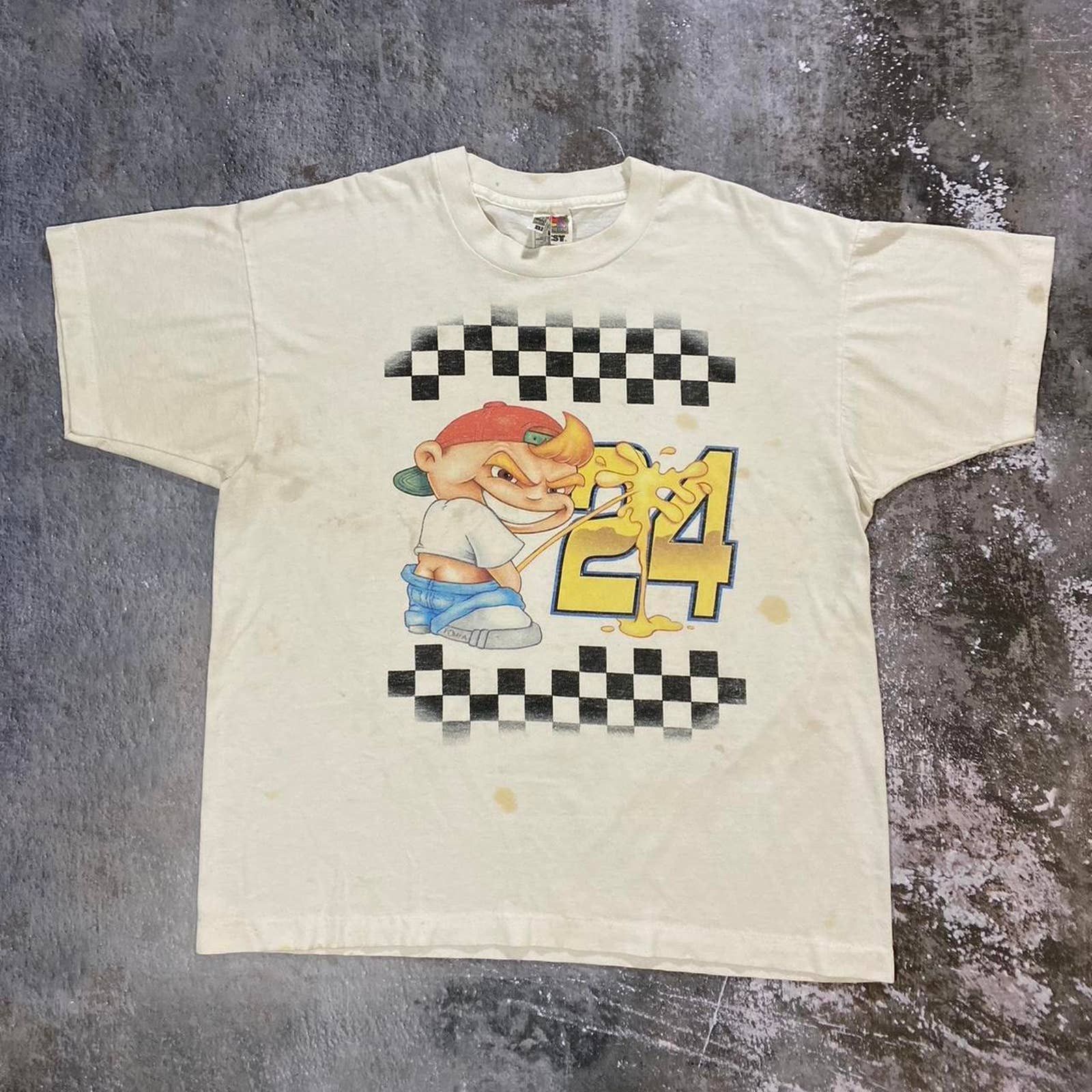 Vintage Thrashed 90s Piss Stained Fuck Jeff Gordon T Shirt Size Xl Hoodie, Sweatshirt | PodTeesHub.com