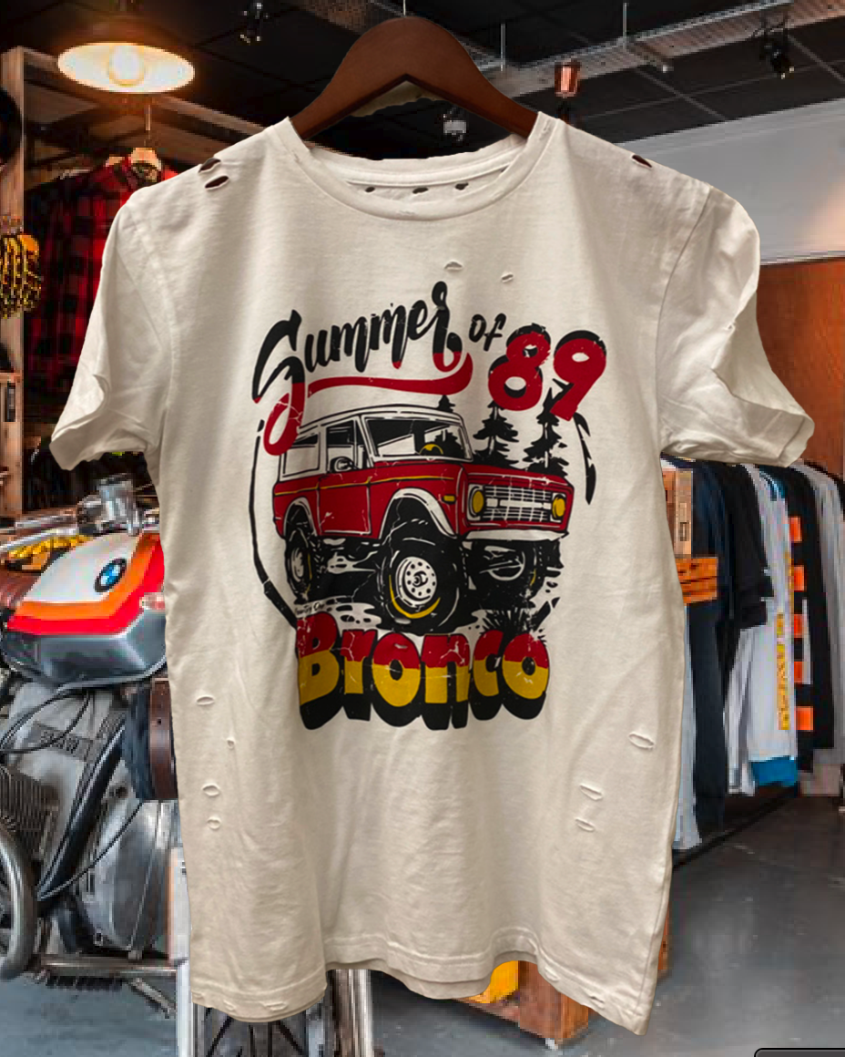 Bronco Summer of 89 Distressed Vintage T Shirt Hoodie, Sweatshirt | PodTeesHub.com