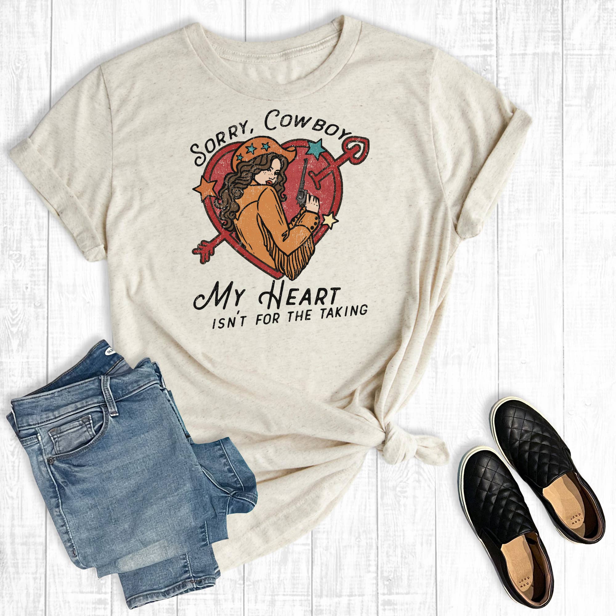 Sorry Cowboy My Heart Ain't For Taking Graphic Tee Hoodie, Sweatshirt | PodTeesHub.com