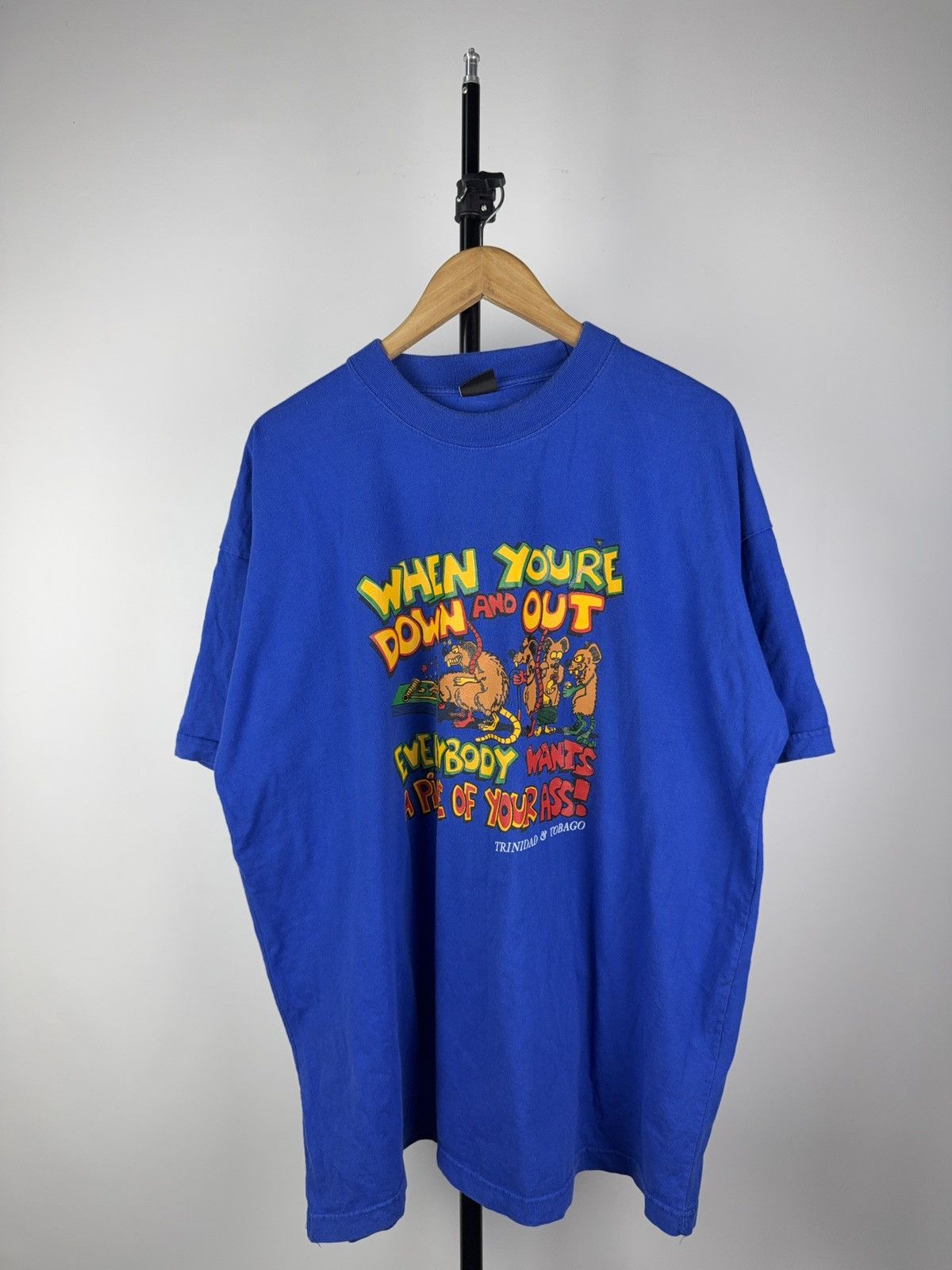 Vintage Funny Rat Cartoon Piece Your Ass Trinidad Xl T-Shirts, Hoodie, Sweatshirt