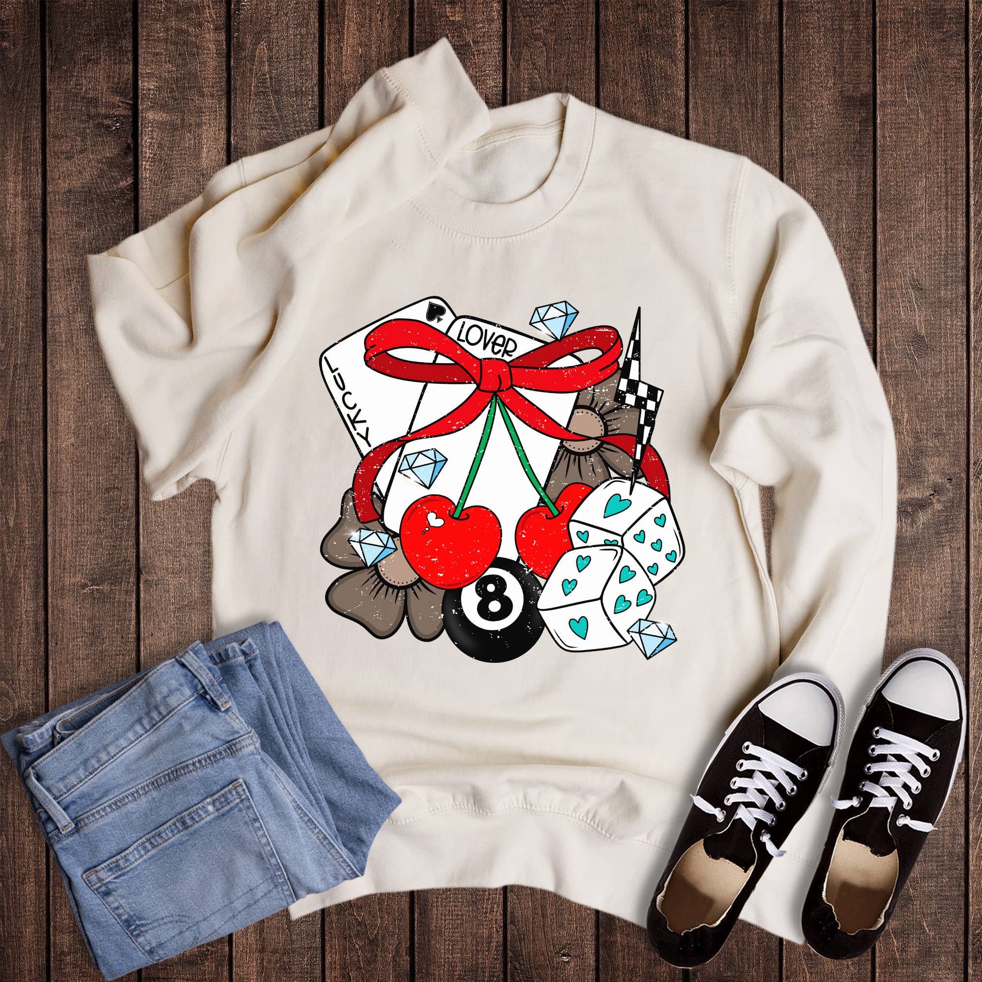 Valentines Lucky Lover Cherries Sweatshirt T-Shirts, Hoodie | PodTeesHub.com
