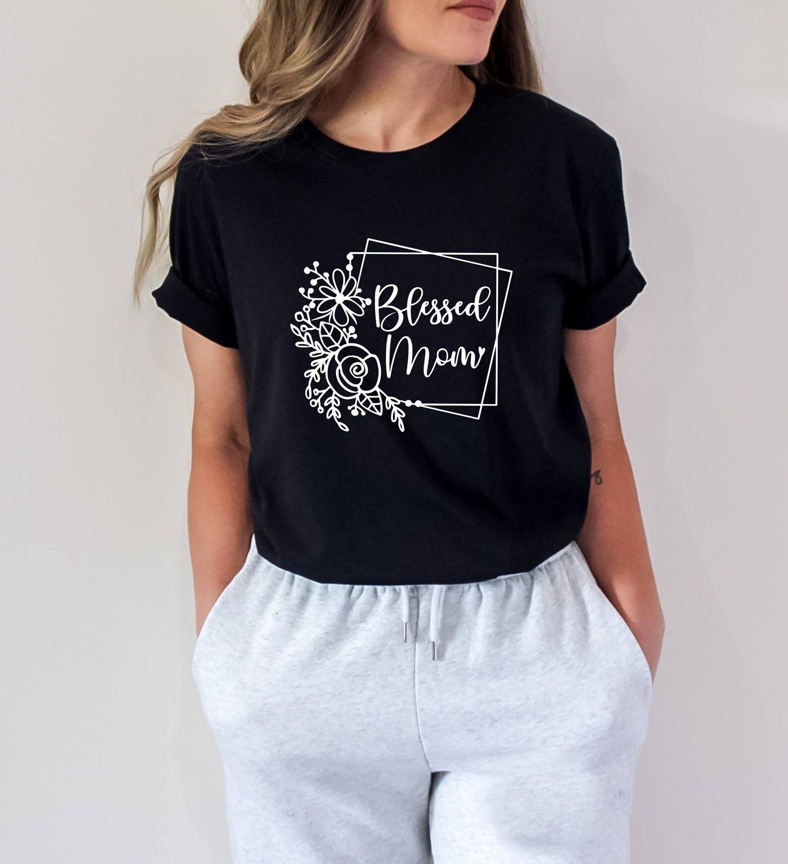 Floral Blessed Mom T-Shirt Hoodie, Sweatshirt | PodTeesHub.com
