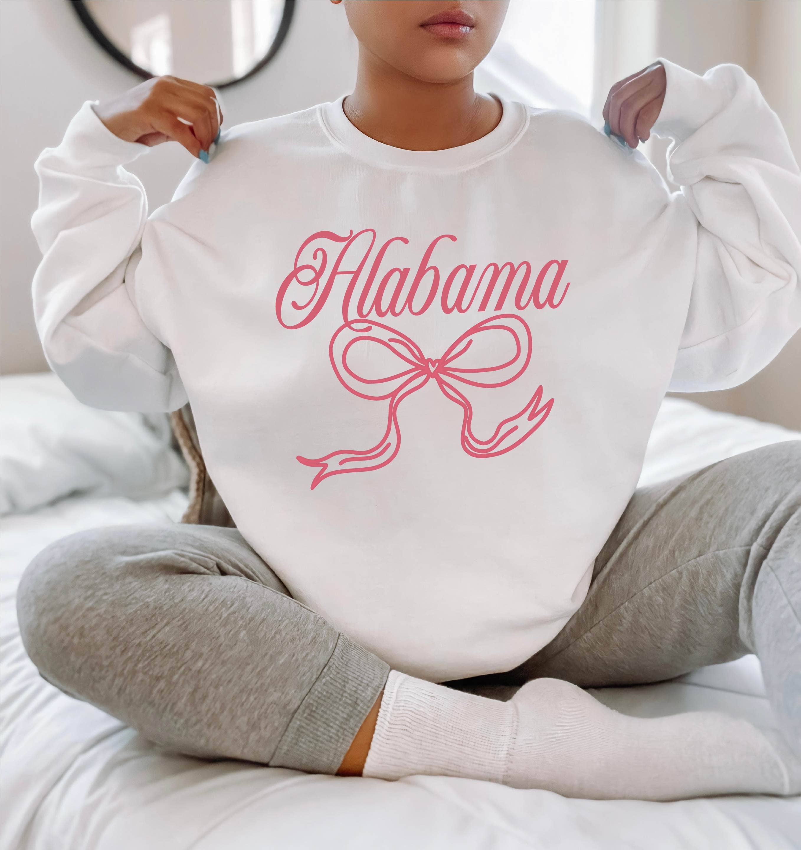 Bow Sweatshirt, Alabama Sweatshirt, Coquette, Girly T-Shirts, Hoodie | PodTeesHub.com