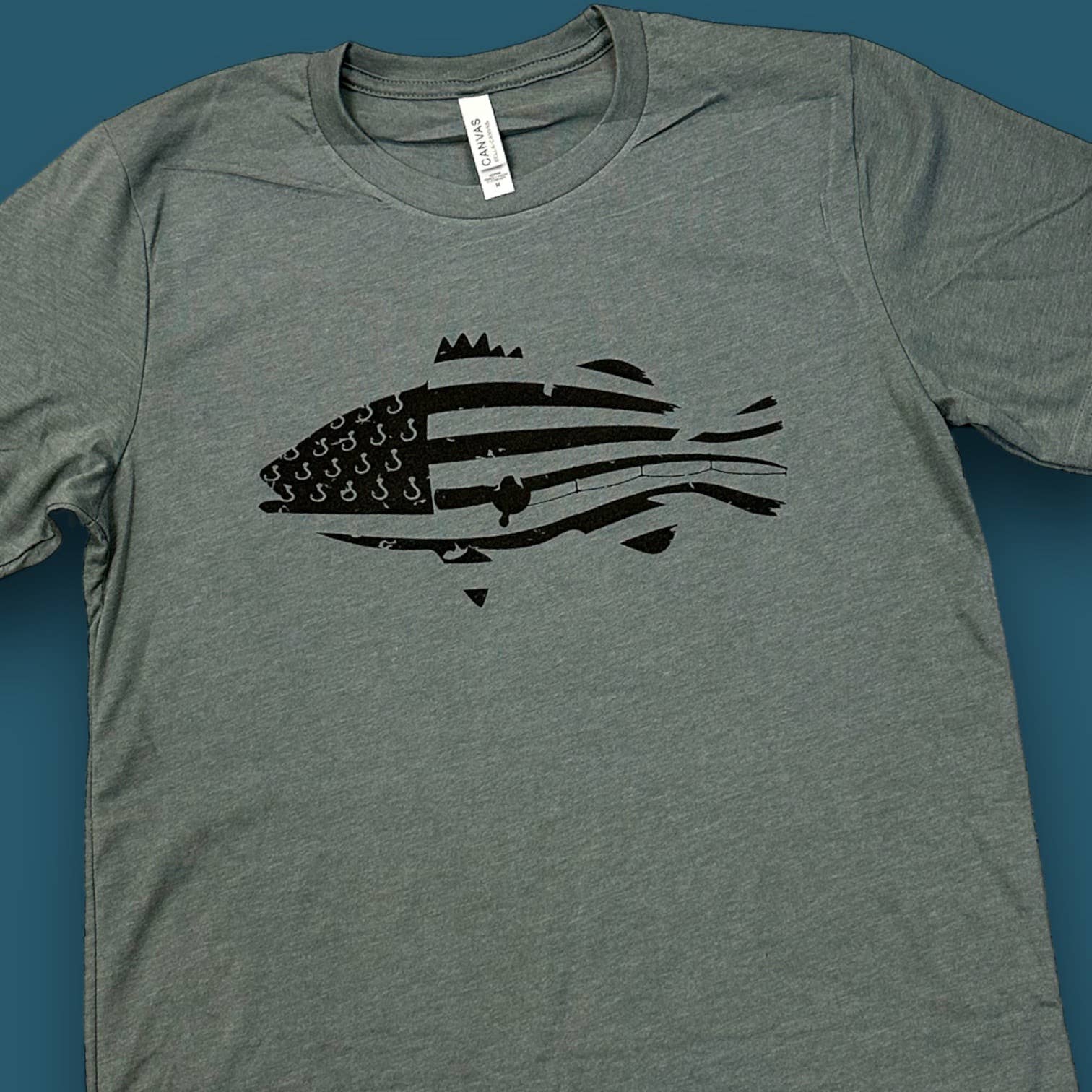 Bass Fishing Rod & Reel Flag Stripes Men's T-Shirt Hoodie, Sweatshirt | PodTeesHub.com