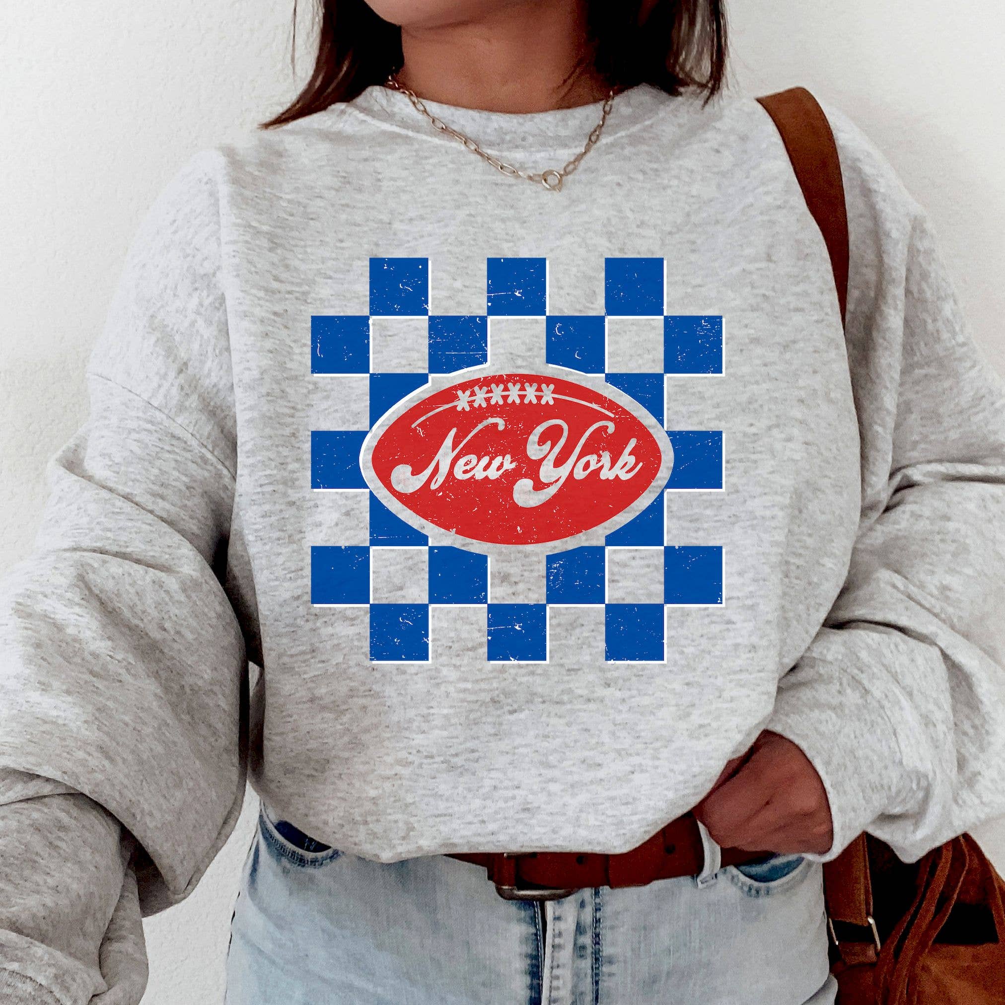 Retro Ny Football Crewneck Sweatshirt - Fan Favorite T-Shirts, Hoodie | PodTeesHub.com