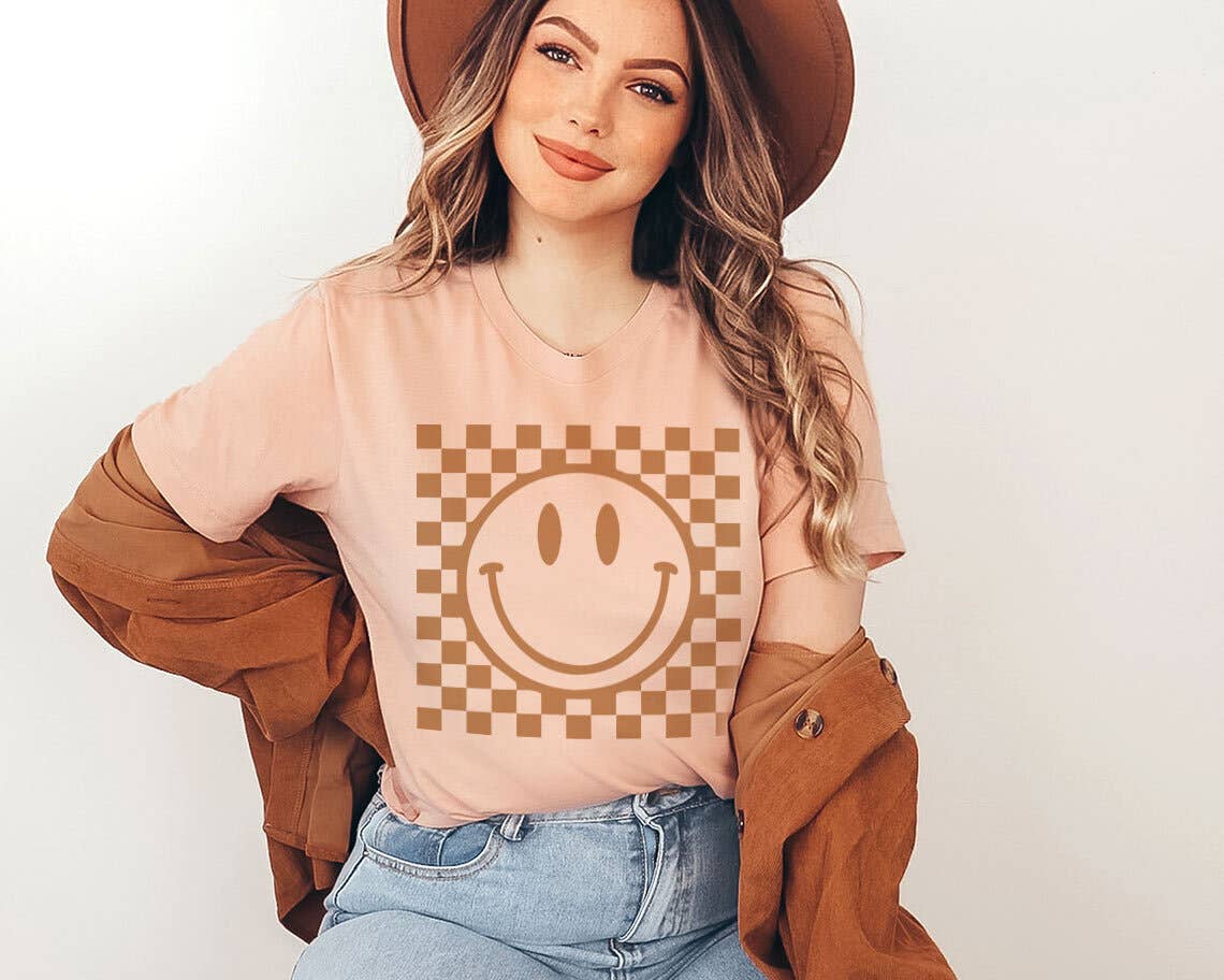 Checkered Happy Face - Retro Smiley Face T-Shirt Hoodie, Sweatshirt | PodTeesHub.com
