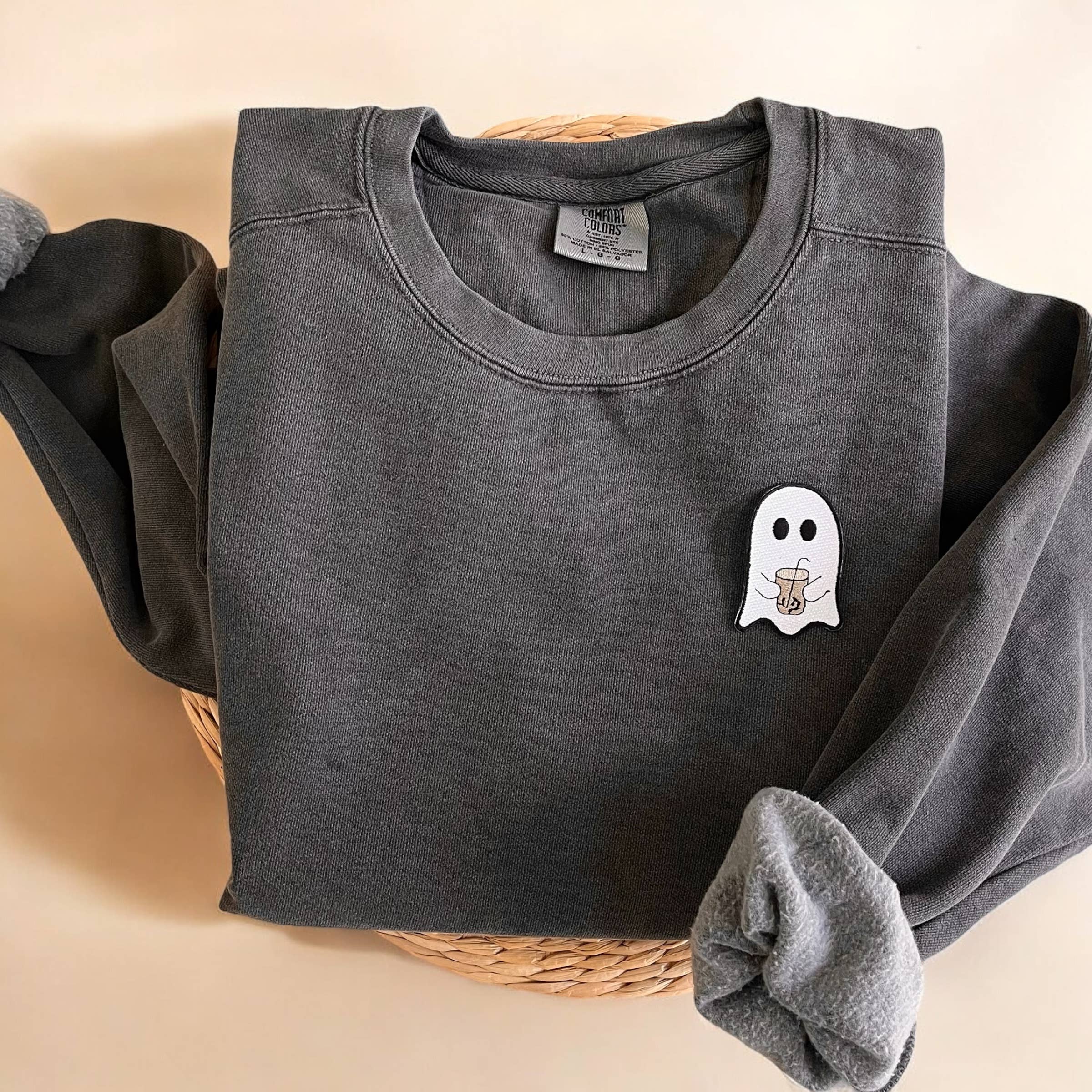 Comfort Colors® Ghost Halloween Sweatshirt,Coffee Sweatshirt T-Shirts, Hoodie | PodTeesHub.com