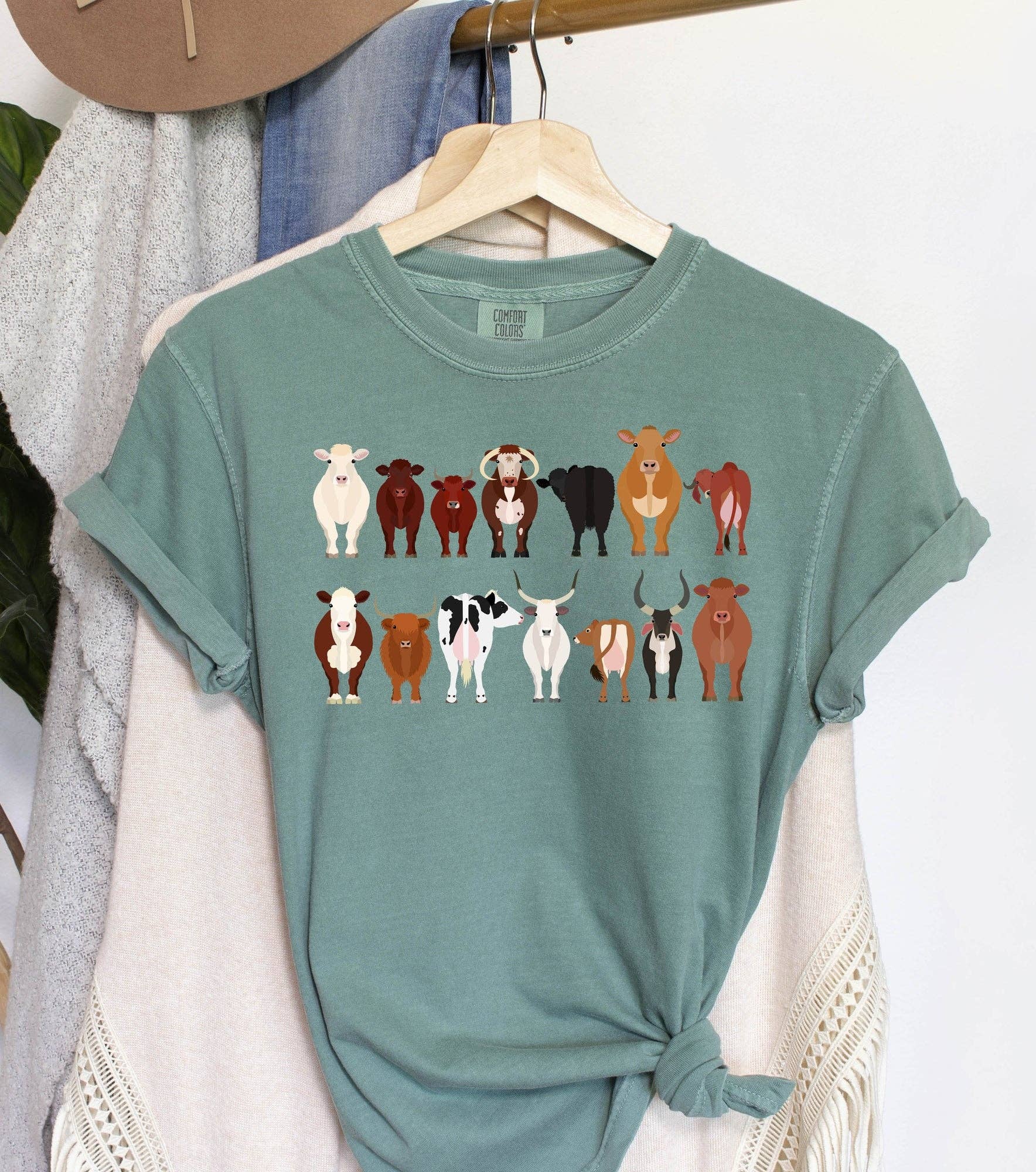 Cow Breeds Farm Animal Lover T-Shirt Hoodie, Sweatshirt | PodTeesHub.com