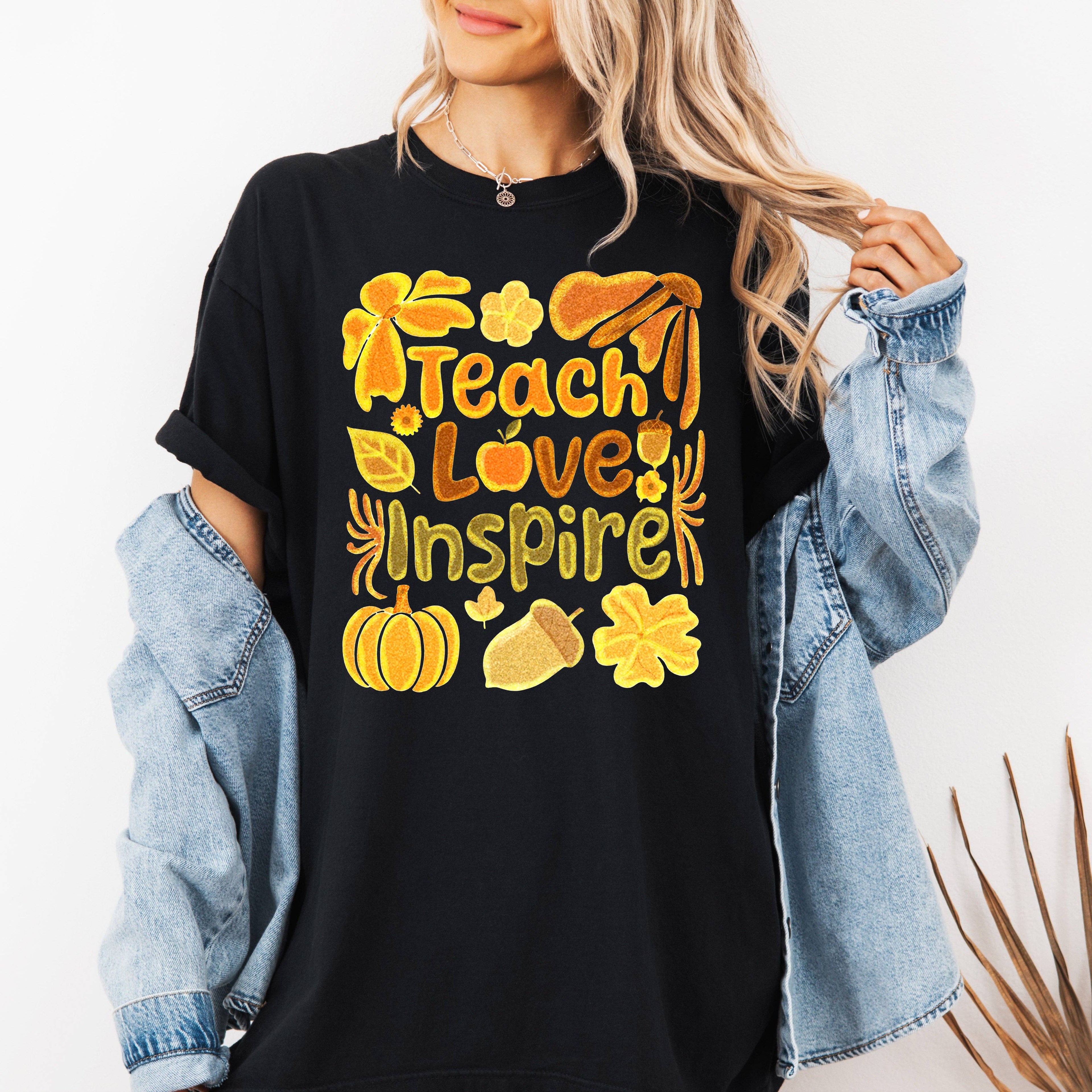 Teach Love Inspire, Teacher, Fall, Back To School T-Shirt Hoodie, Sweatshirt | PodTeesHub.com