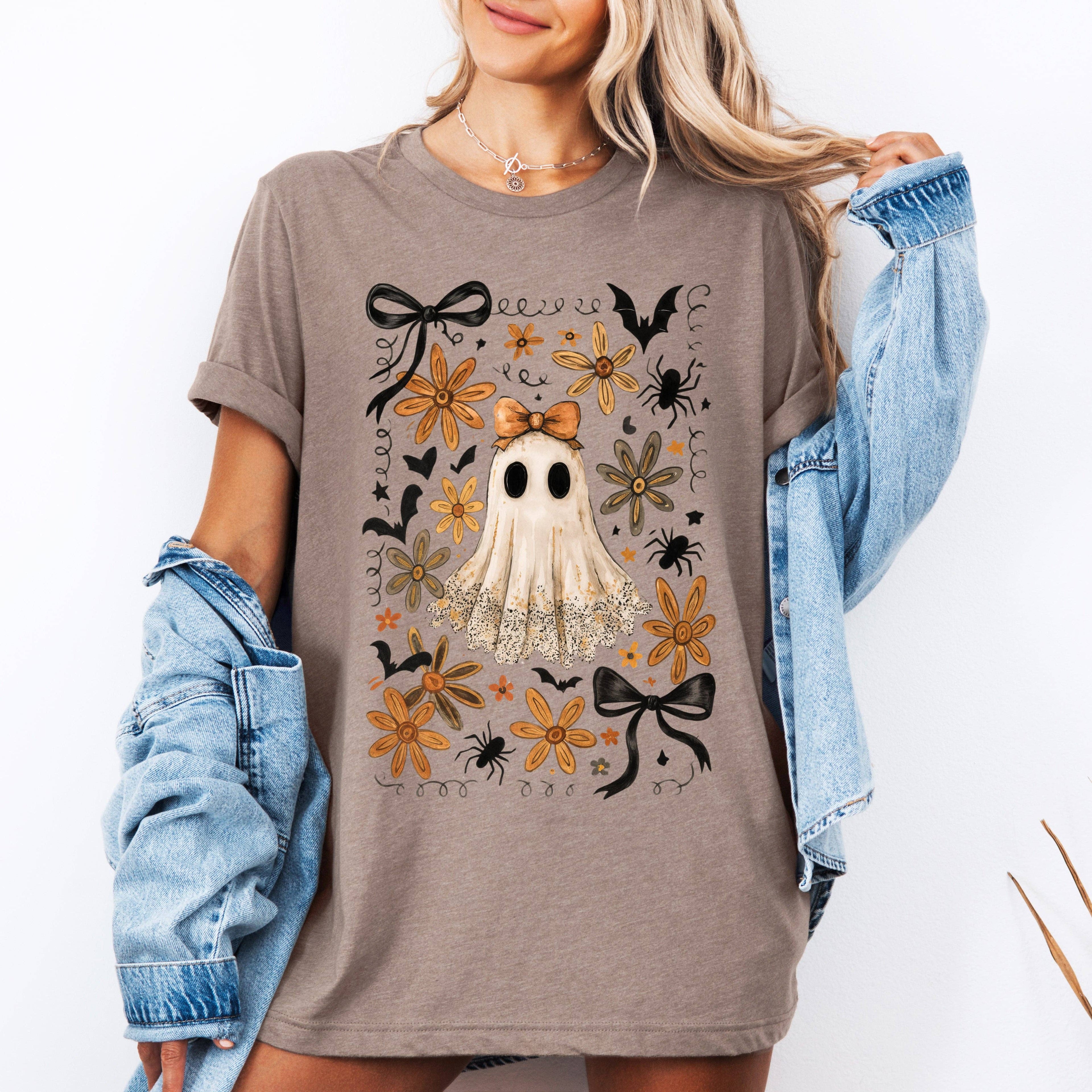 Beautiful Halloween, Bows, Bats, Flowers, Tshirt Hoodie, Sweatshirt | PodTeesHub.com