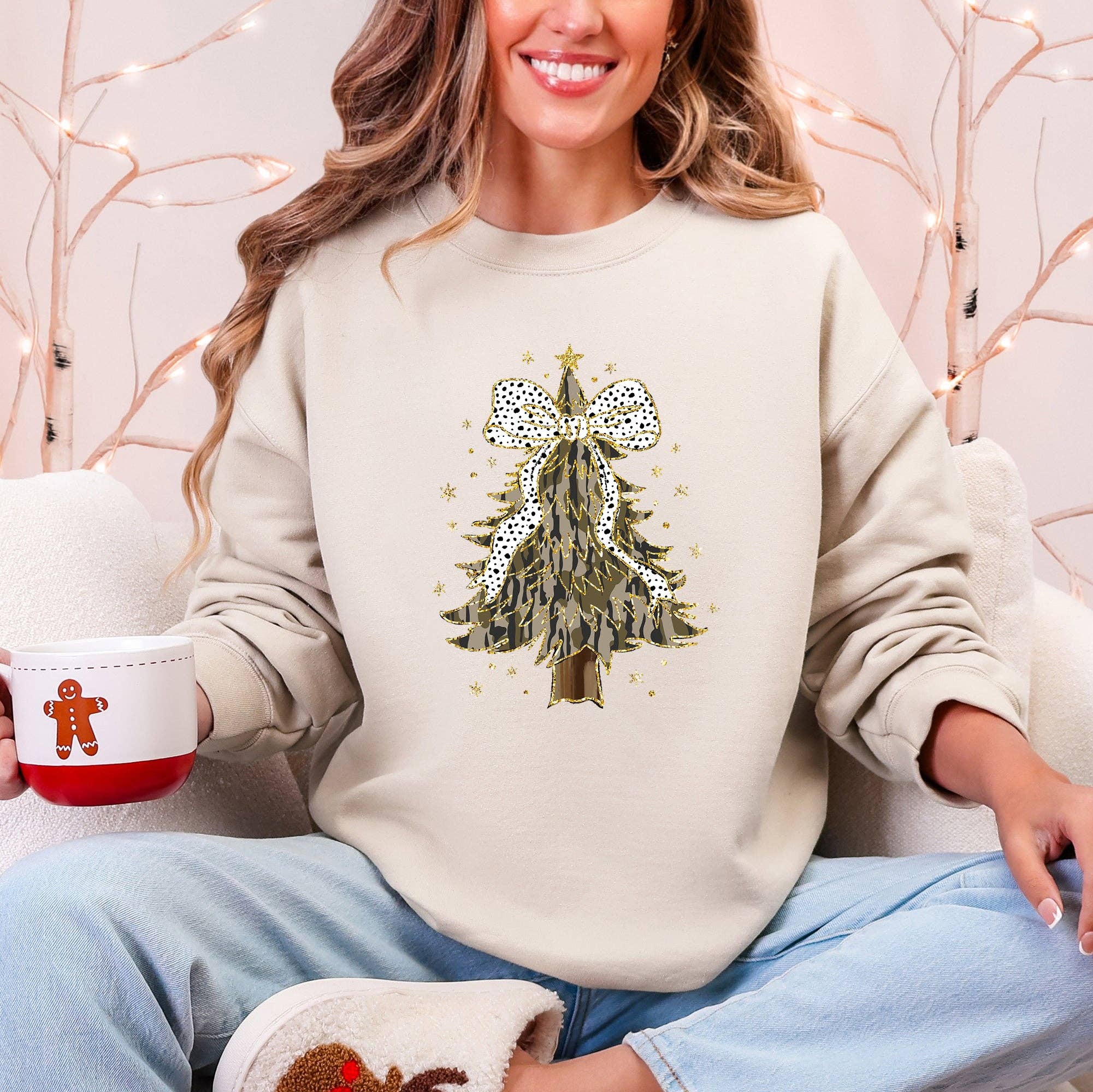 Christmas Camo Tree, Ribbon, Bows, Santa Sweatshirt T-Shirts, Hoodie | PodTeesHub.com