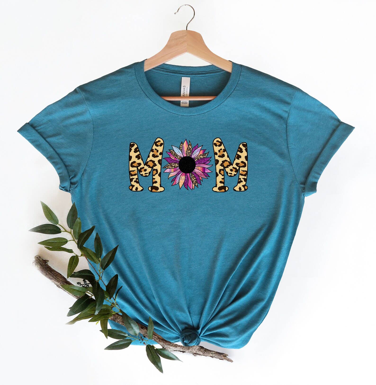 Floral Mom Leopard T-Shirt Hoodie, Sweatshirt | PodTeesHub.com