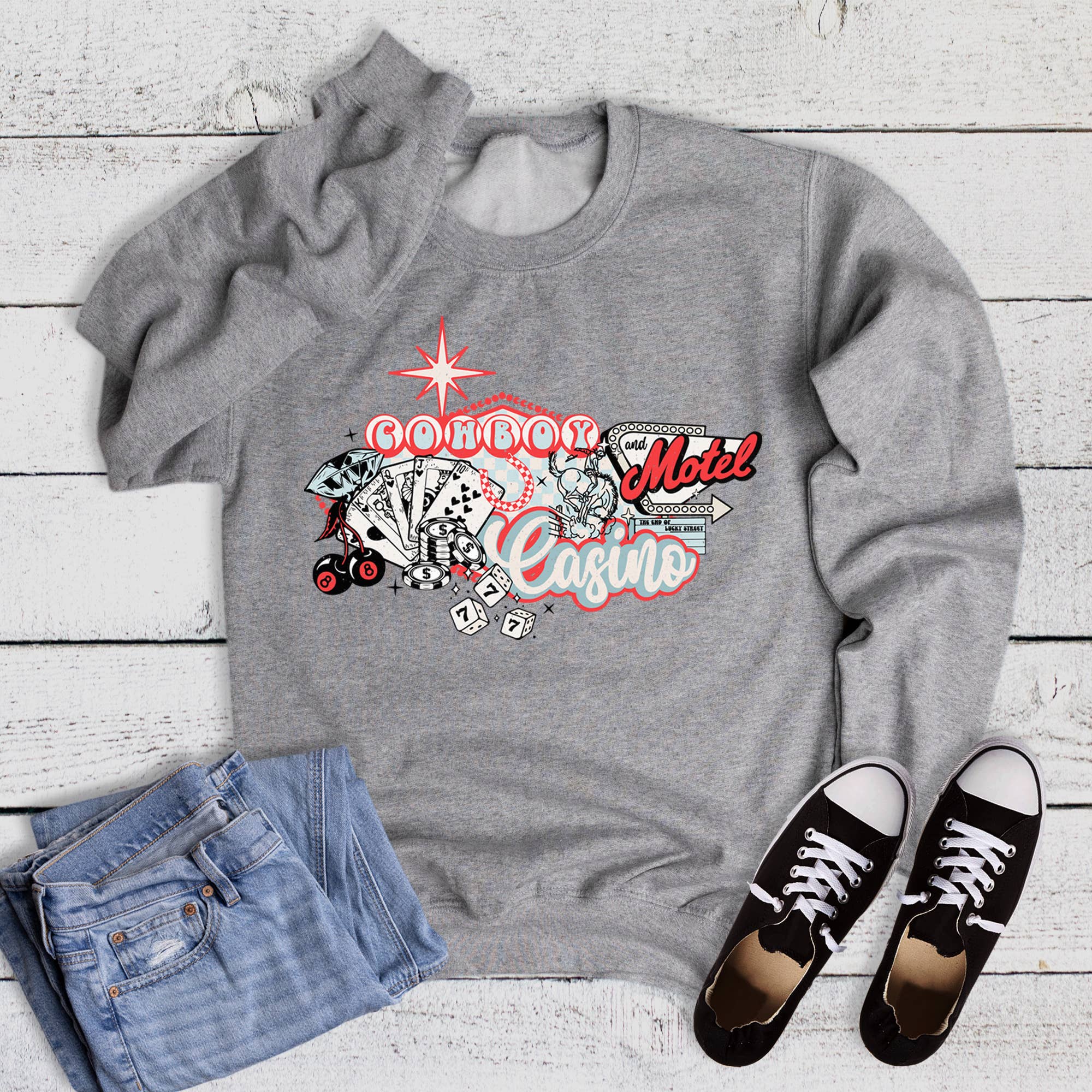Western Cowboy Casino and Motel Sweatshirt T-Shirts, Hoodie | PodTeesHub.com