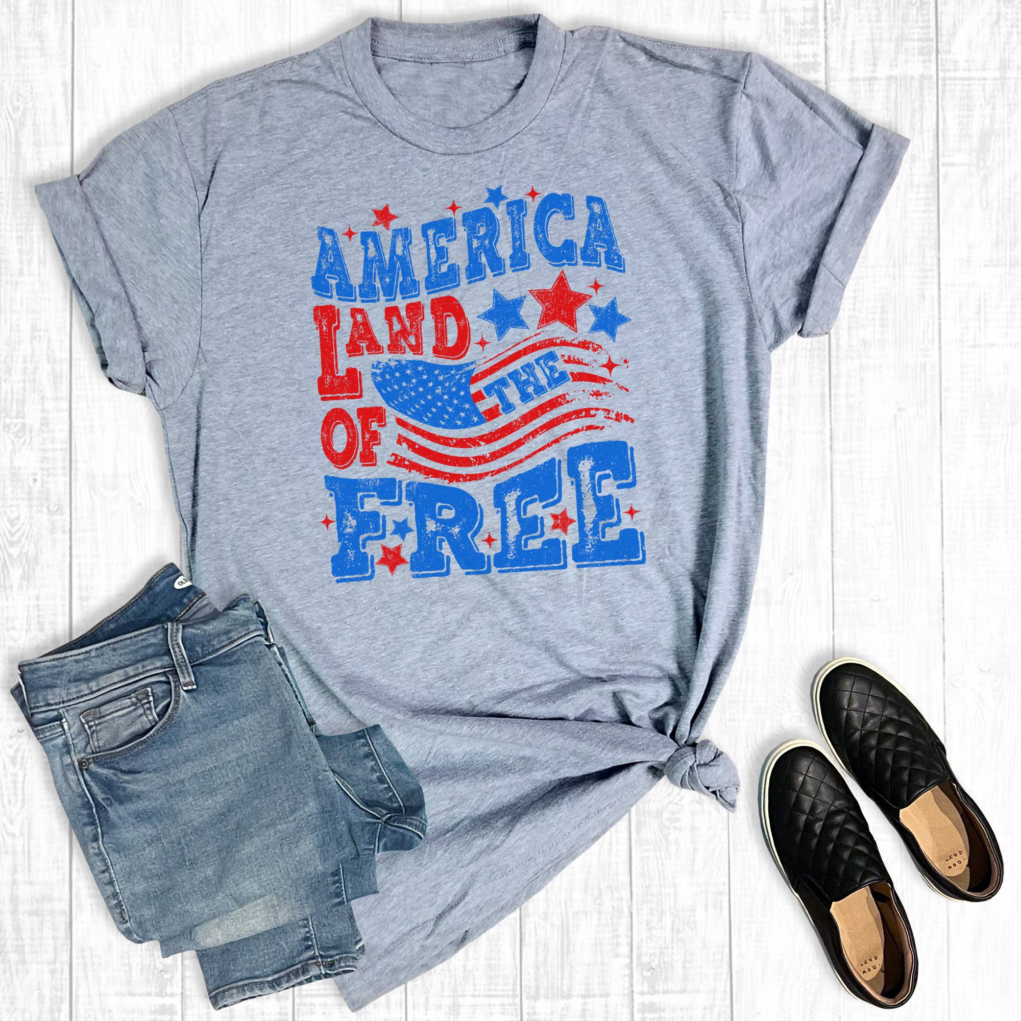 4th of July America Land of the Free Graphic Tee Hoodie, Sweatshirt | PodTeesHub.com