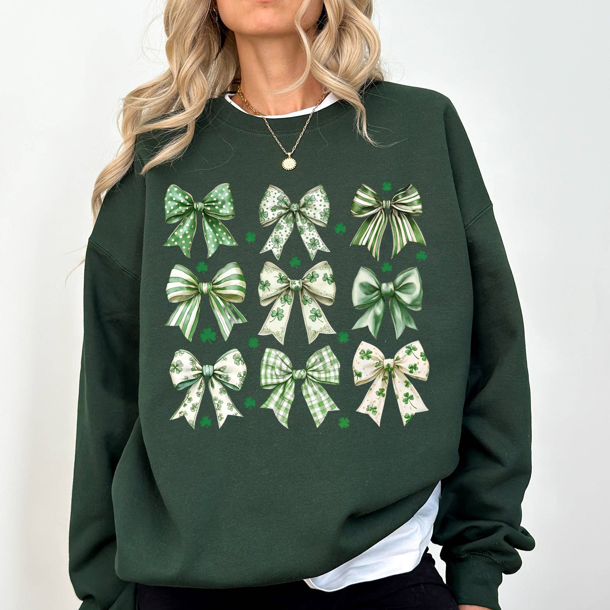 St Patrick's Coquette Bows, St Patrick's Day Sweatshirt T-Shirts, Hoodie | PodTeesHub.com
