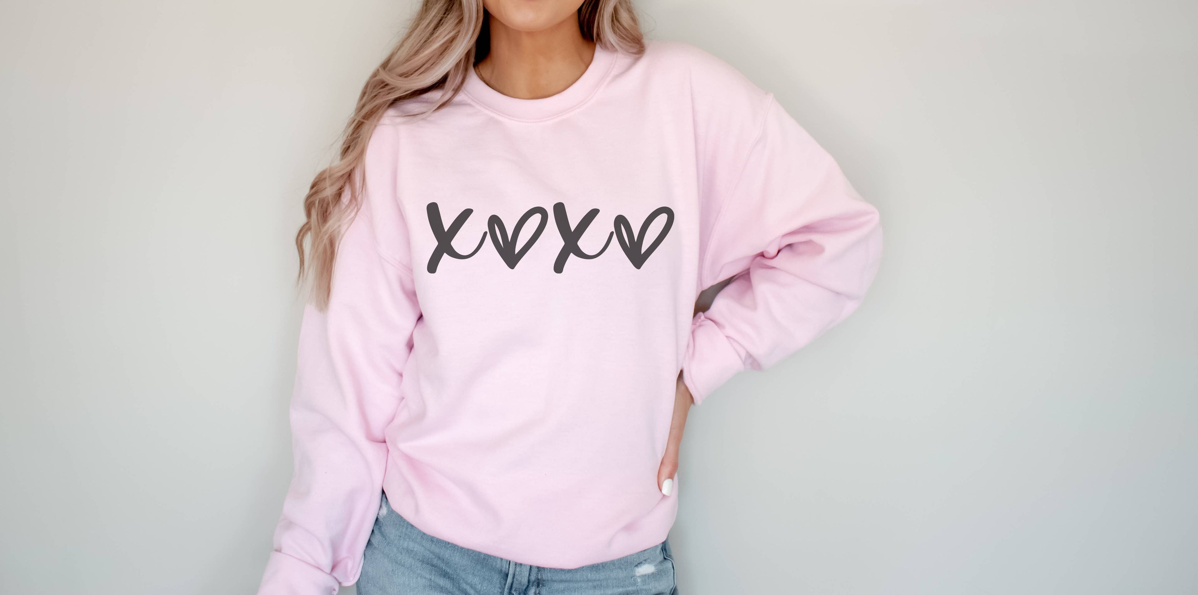 Xoxo Hearts Crew Neck Sweatshirt Valentines T-Shirts, Hoodie | PodTeesHub.com