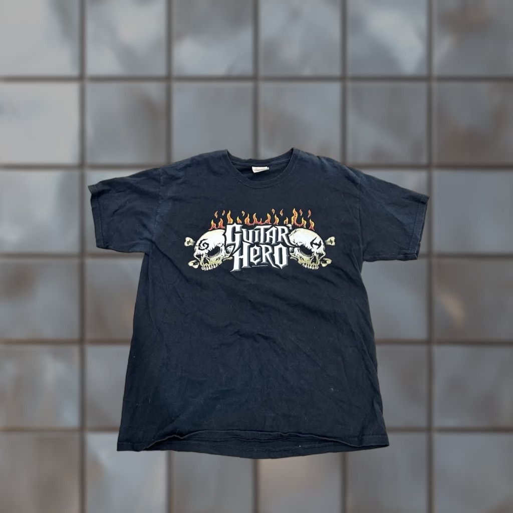 Vintage Guitar Hero T Shirt Black Large Mens Short Sleeve Crew Neck Rock Music Skull Y2k 200 Hoodie, Sweatshirt