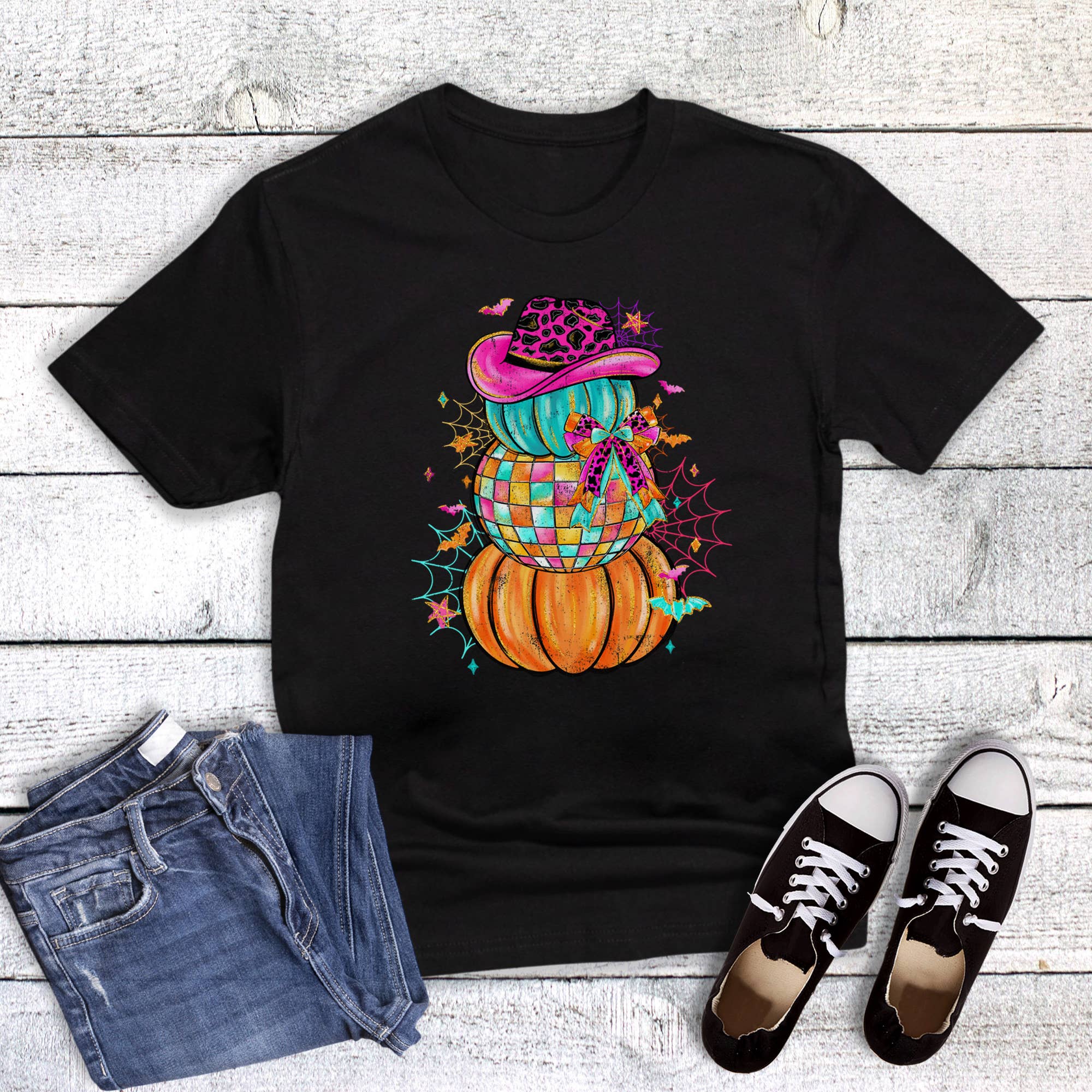 Western Disco Cowgirl Pumpkins Graphic Tee Hoodie, Sweatshirt | PodTeesHub.com
