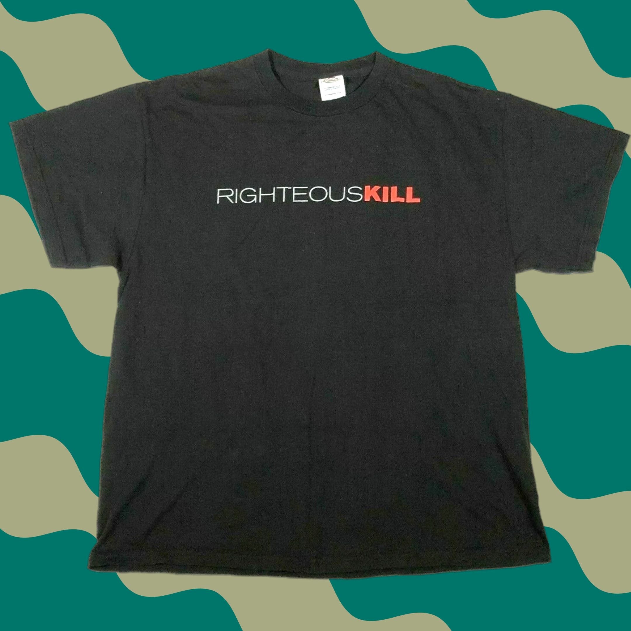 Delta Righteous Kill Promo T Shirt Mens L Black Graphic 2008 Movie Film Crew Neck 90s Mens Hoodie, Sweatshirt