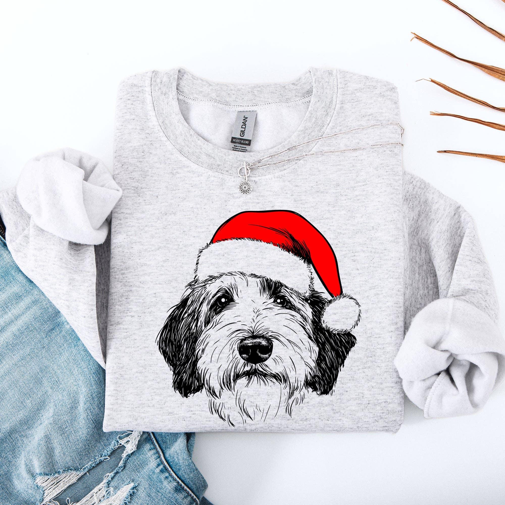 English Sheepdog, Santa, Dog, Christmas, Pet Sweatshirt T-Shirts, Hoodie | PodTeesHub.com