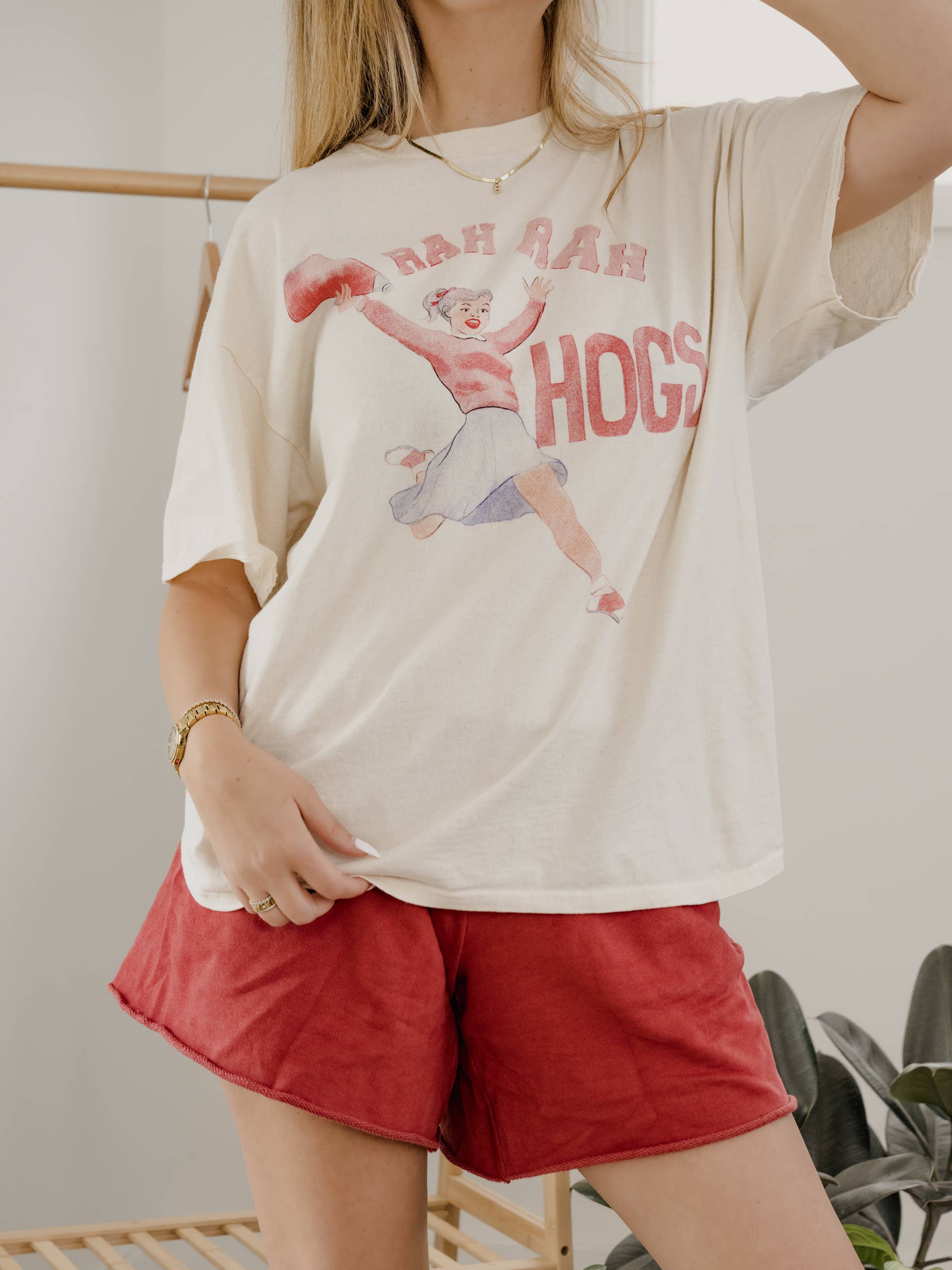 Arkansas Razorbacks Rah Rah Off White Thrifted Tee Hoodie, Sweatshirt | PodTeesHub.com