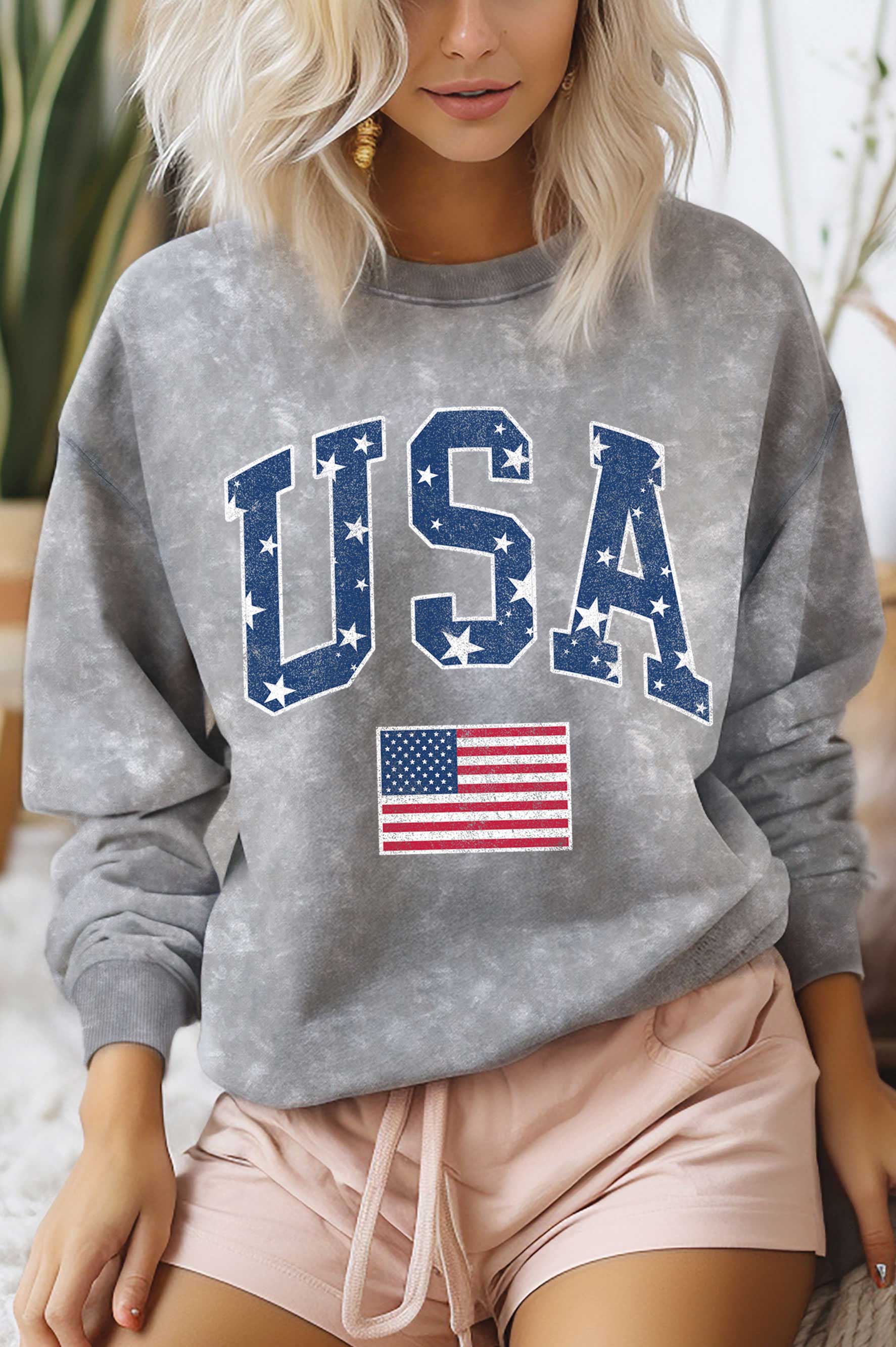 America Star Flag Mineral Graphic Brushed Sweatshirt T-Shirts, Hoodie | PodTeesHub.com
