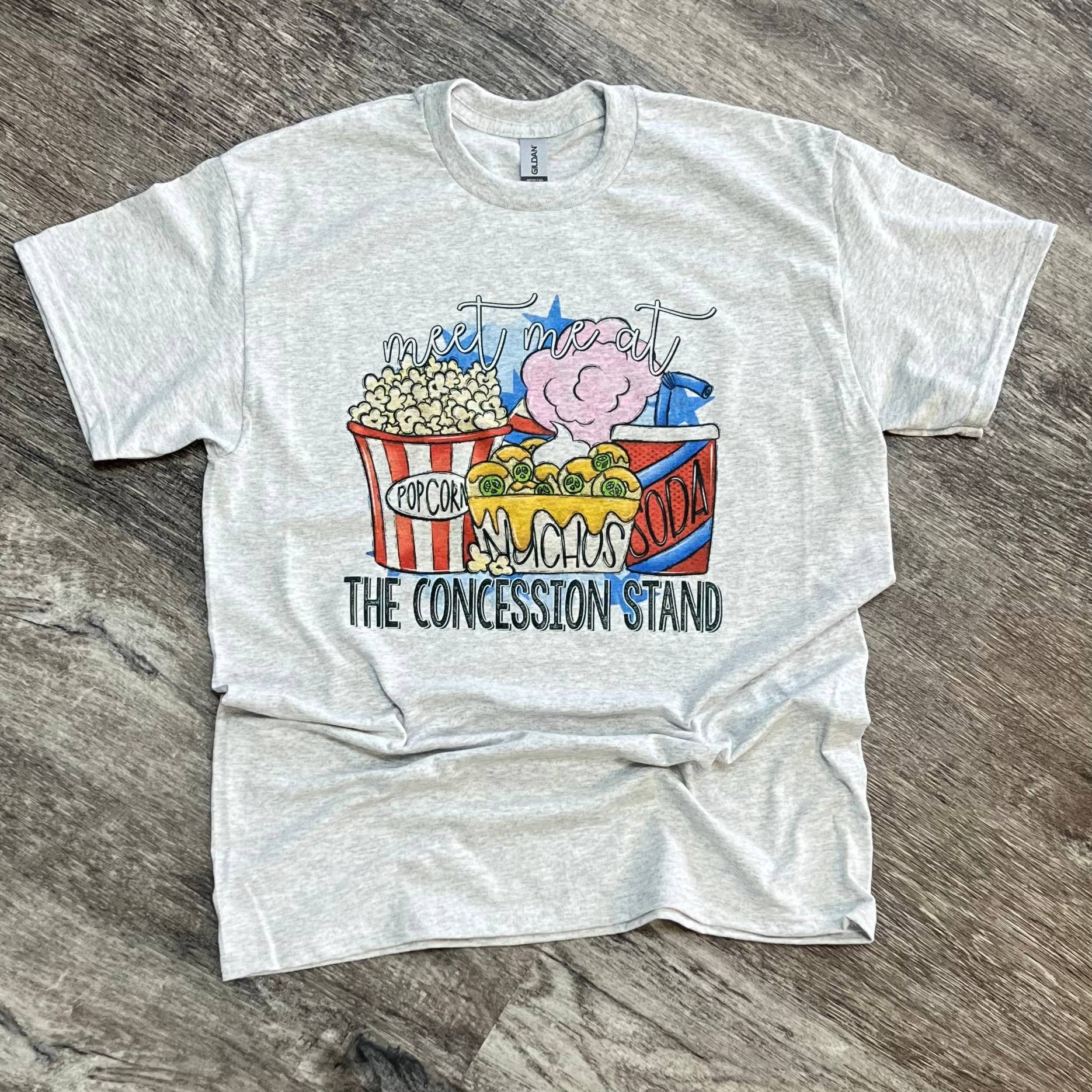 Meet Me At the Concession Stand On Ash Gray Tee Hoodie, Sweatshirt | PodTeesHub.com