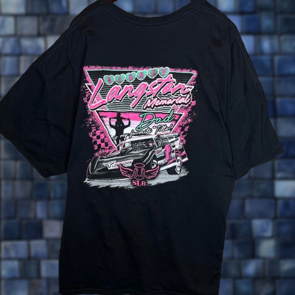 Gildan Vintage Langston Memorial Racing Shirt Men 4xl Black Cotton Crew Neck Short Sleeve Cars Dad S Hoodie, Sweatshirt