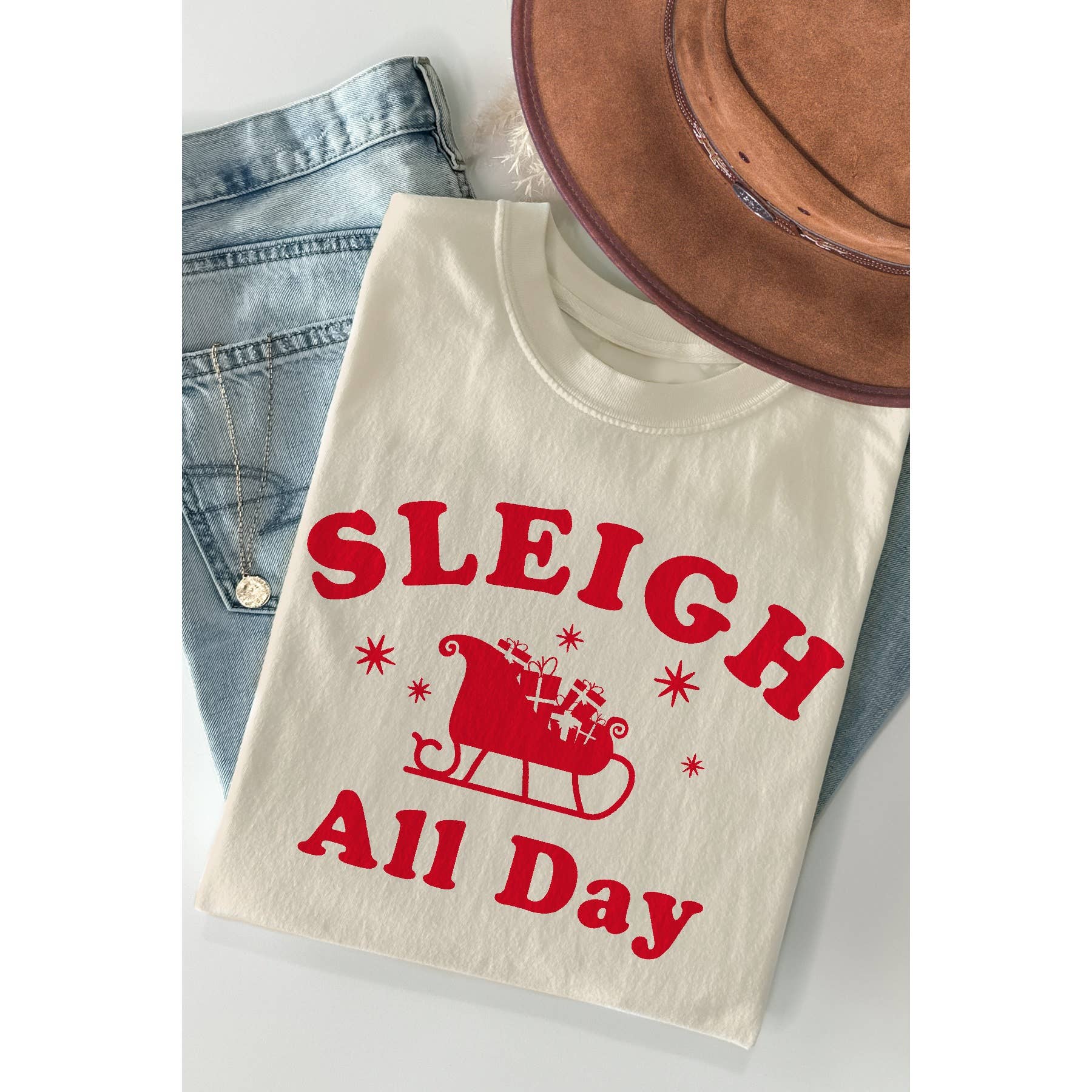 Sleigh All Day Holiday Short Sleeve Tee Hoodie, Sweatshirt | PodTeesHub.com