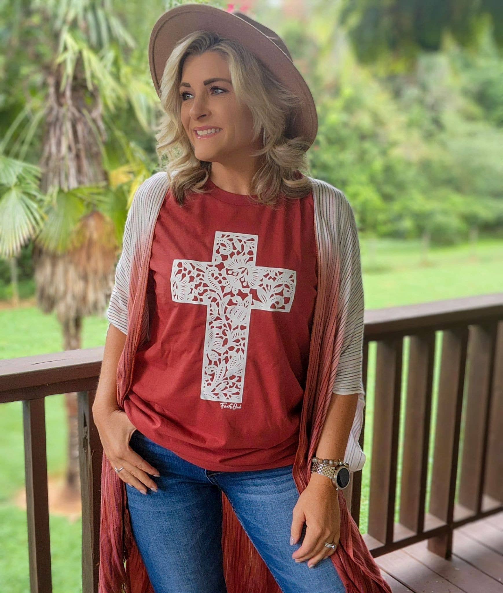 Rust Lace Cross Tultex Faith Graphic Tee Free Shipping Hoodie, Sweatshirt | PodTeesHub.com