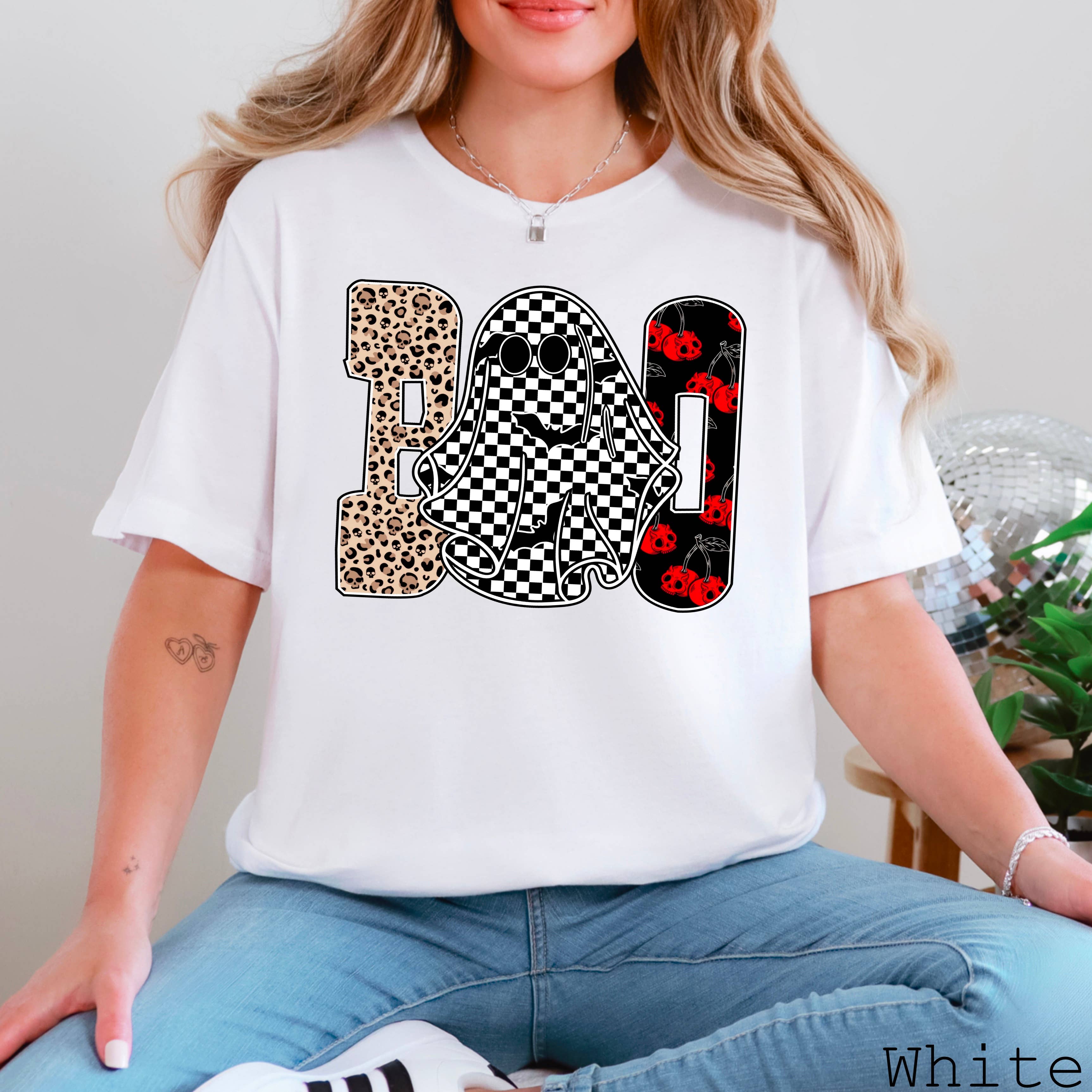 Leopard Boo Halloween 2025 Graphic Tee  | Bella Canvas Hoodie, Sweatshirt | PodTeesHub.com
