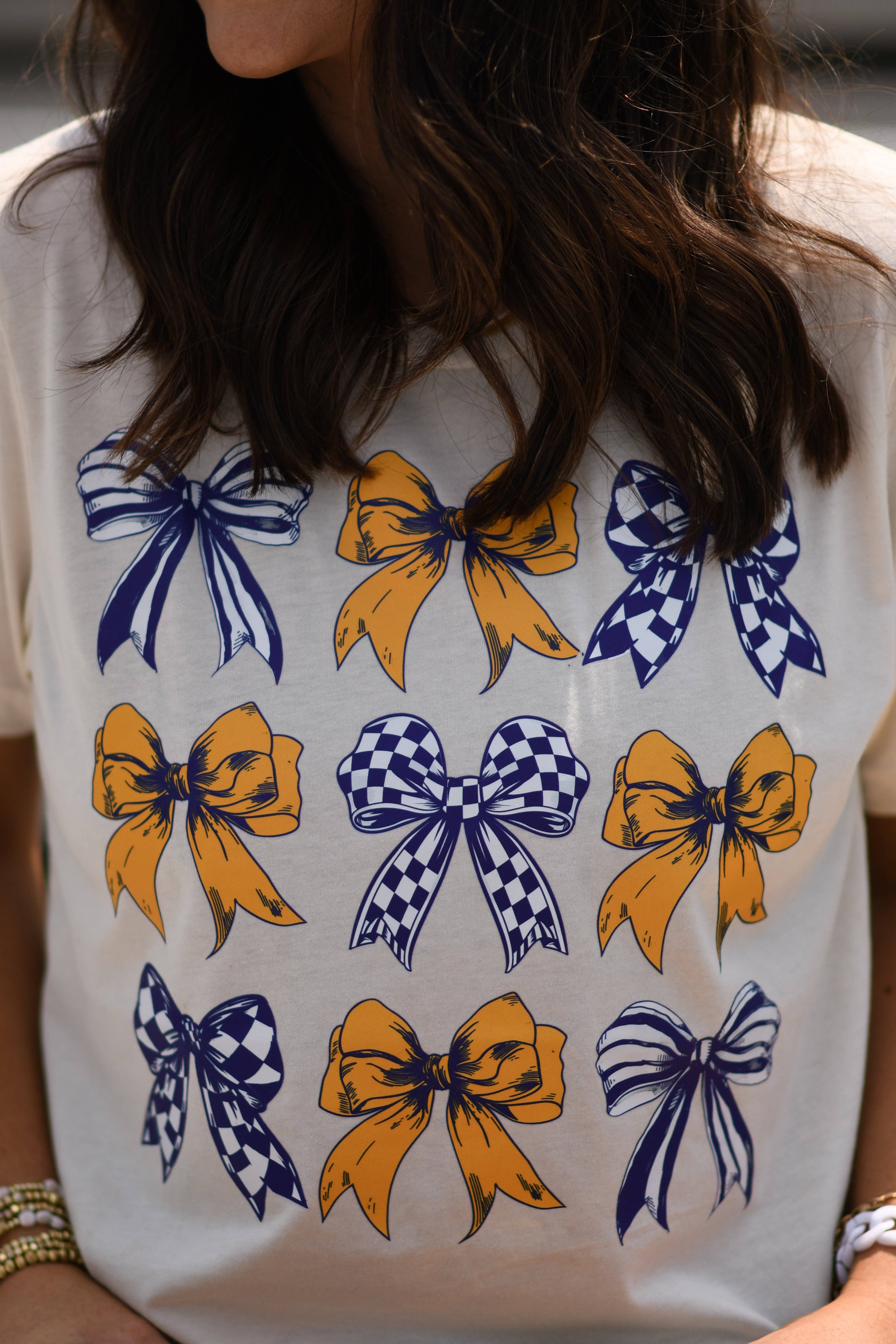 Purple and Gold Bows Tee Hoodie, Sweatshirt | PodTeesHub.com